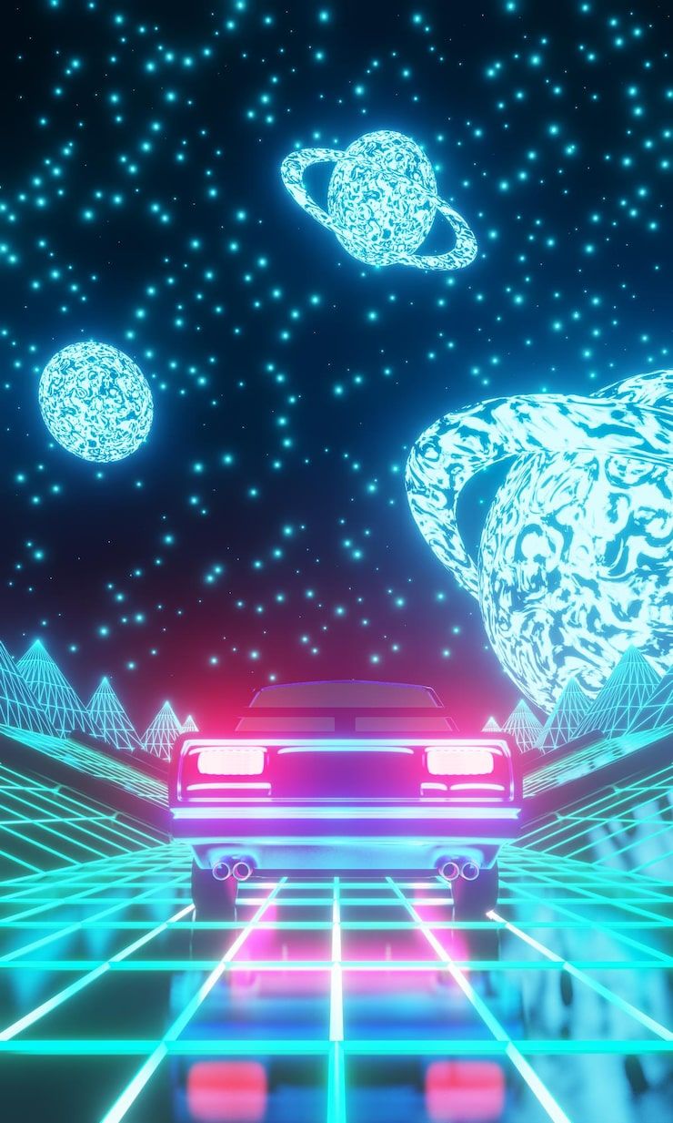 740x1233 Retrofuturistic Gaming Space Photo Free High Quality Picture