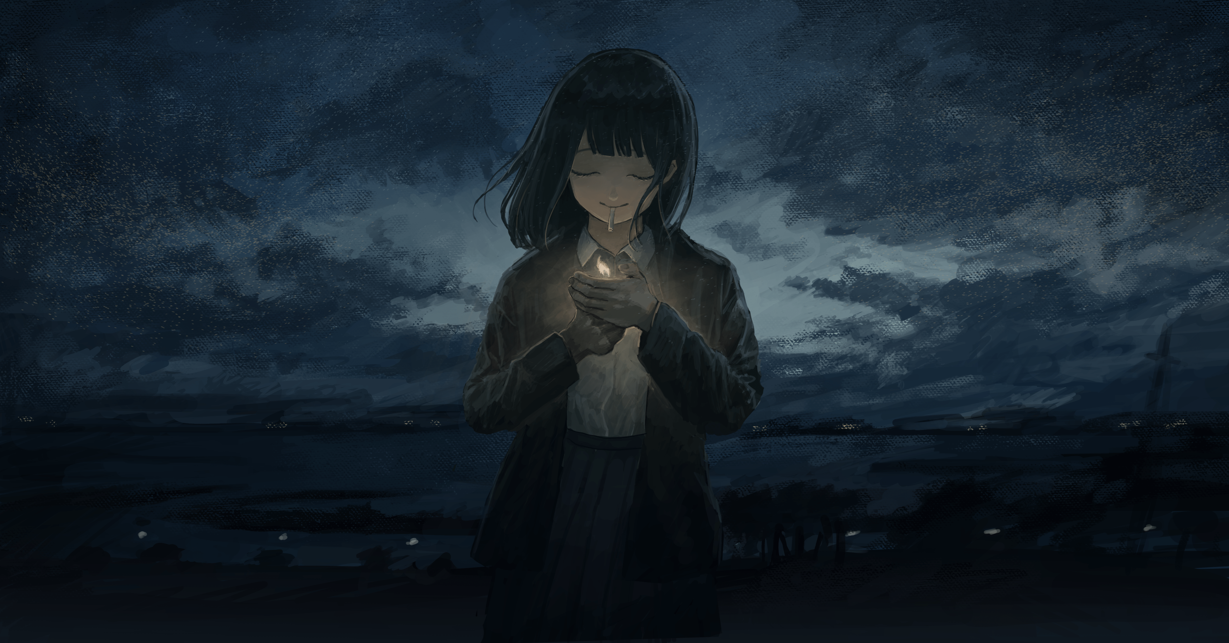 4200x2200 Anime Girl Dark 4k Wallpaper