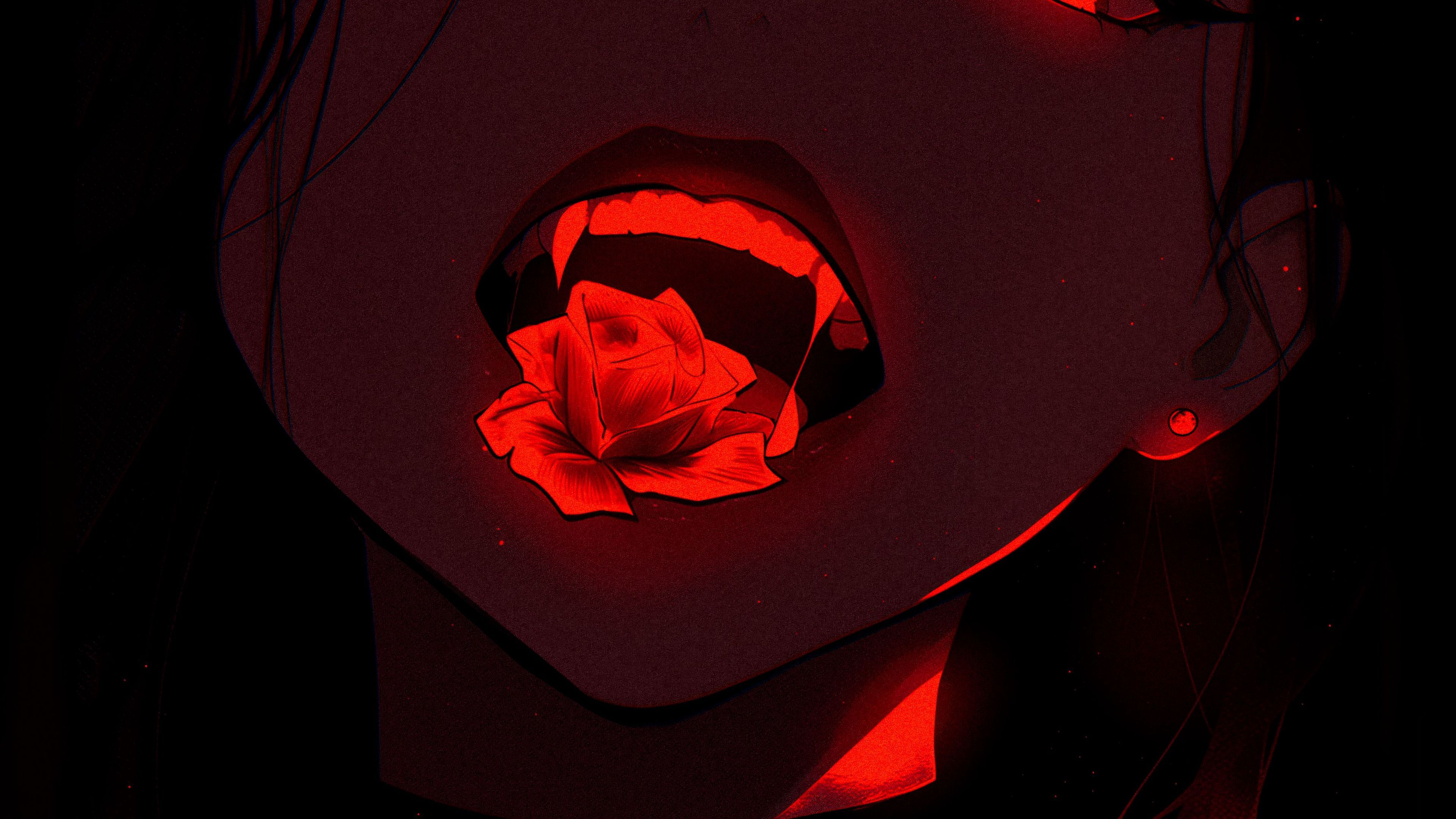 3840x2160 Download wallpaper 3840x2160 girl, rose, fangs, dark, anime 4k uhd 16:9 HD background