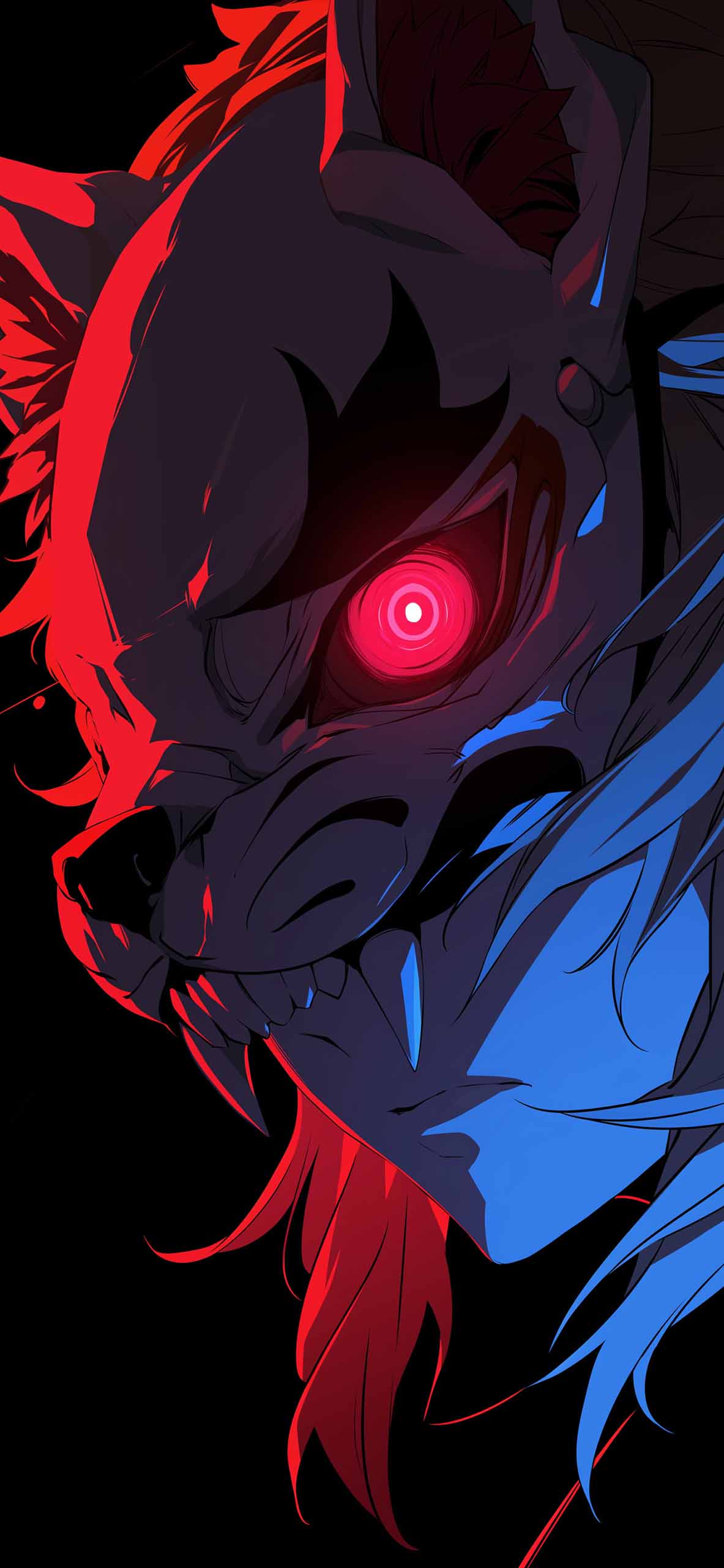 1183x2560 Anime Boy Beast Mask Portrait Wallpaper Dark Wallpaper