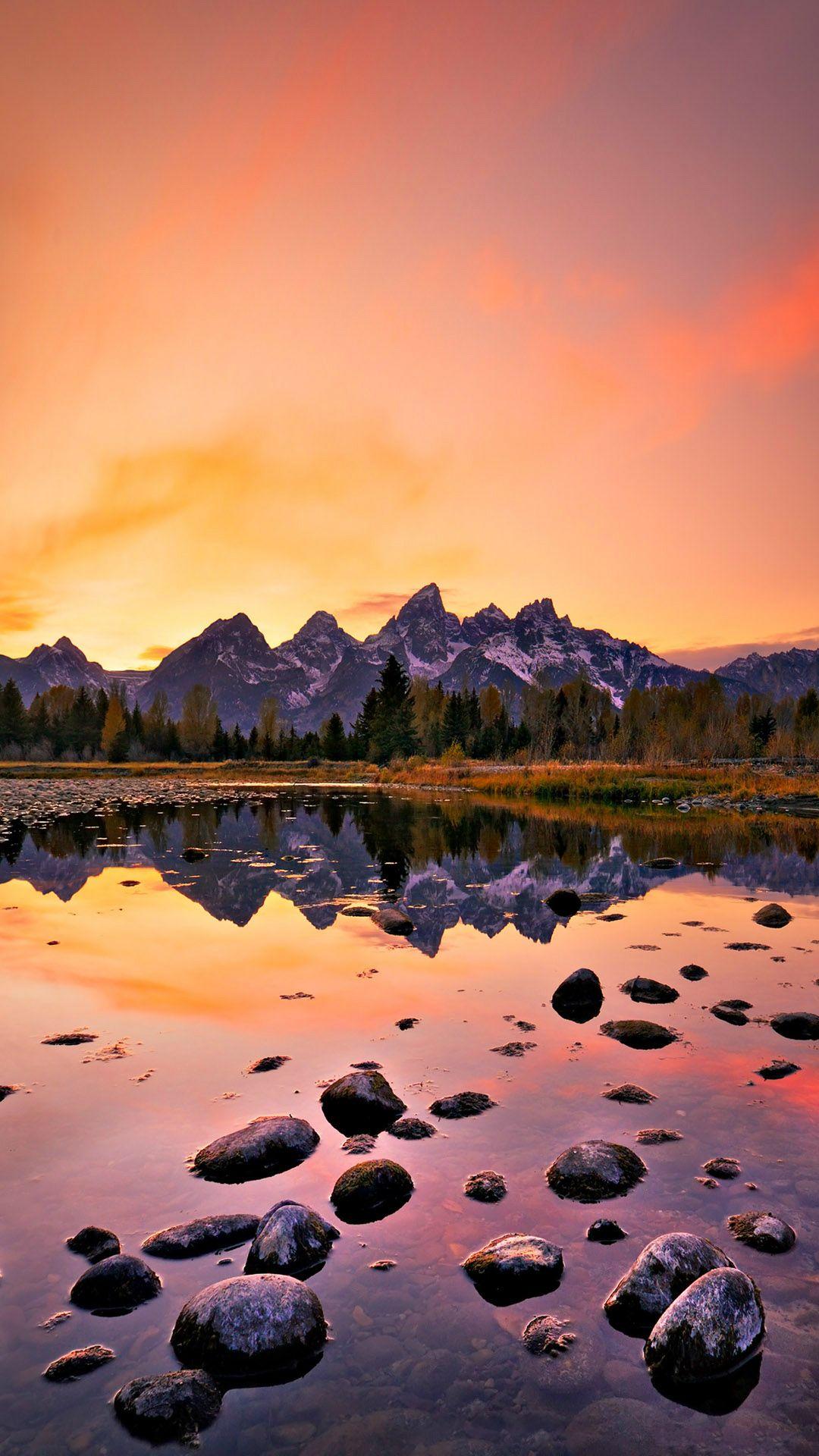 1080x1920 Mountain Lake Sunset iPhone 8 Wallpaper Free Download