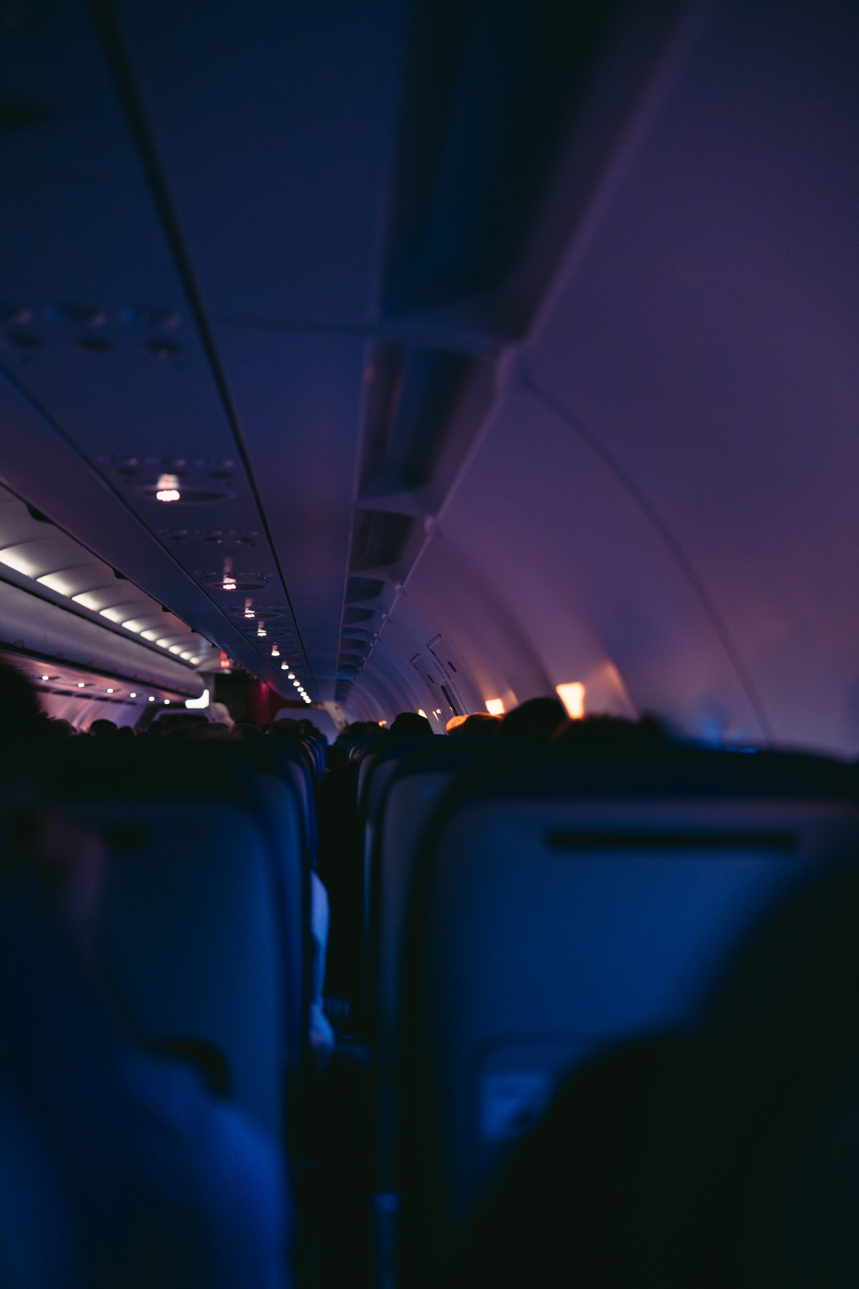 3000x4500 Inside an airplane cabin during a flight. photo