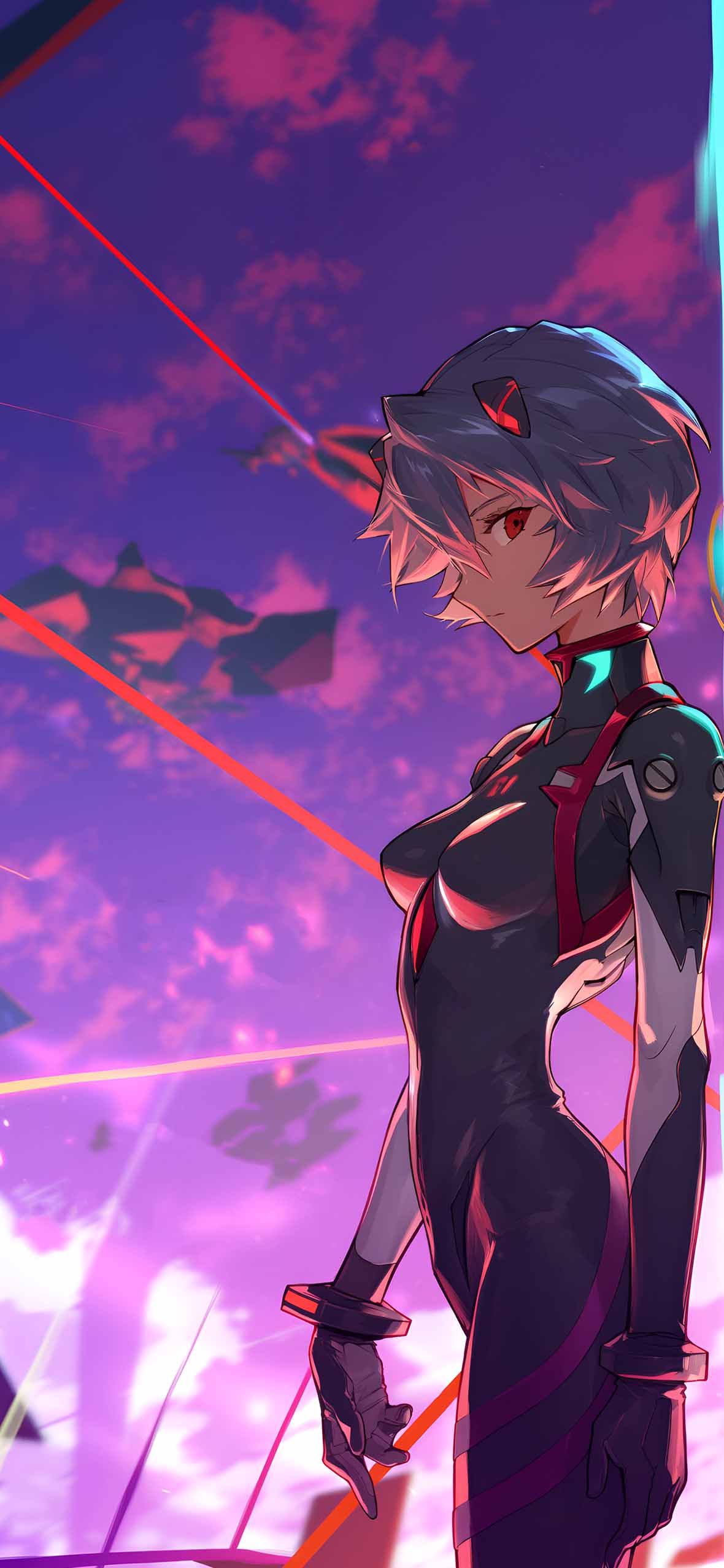 1180x2554 Asuka & Rei Neon Genesis Contrast Tap to Switch Wallpaper