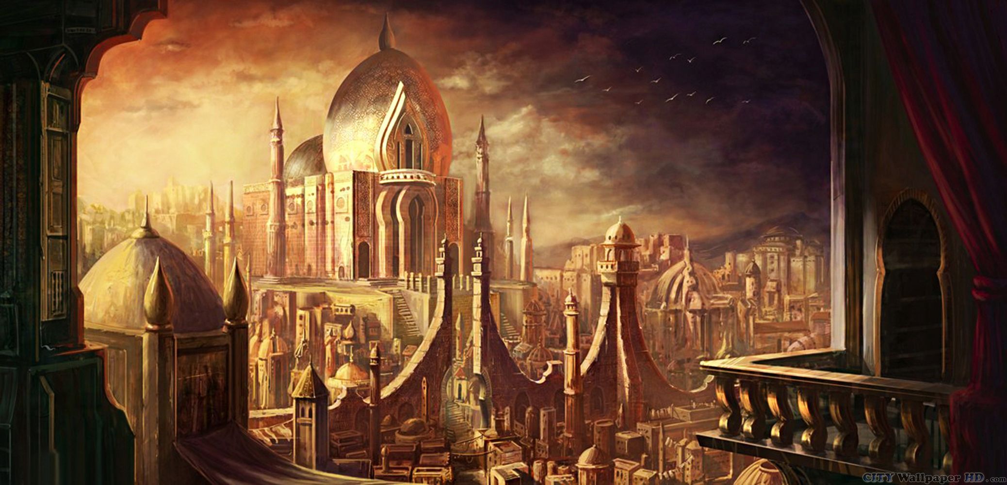 2076x1000 Ancient City Wallpaper
