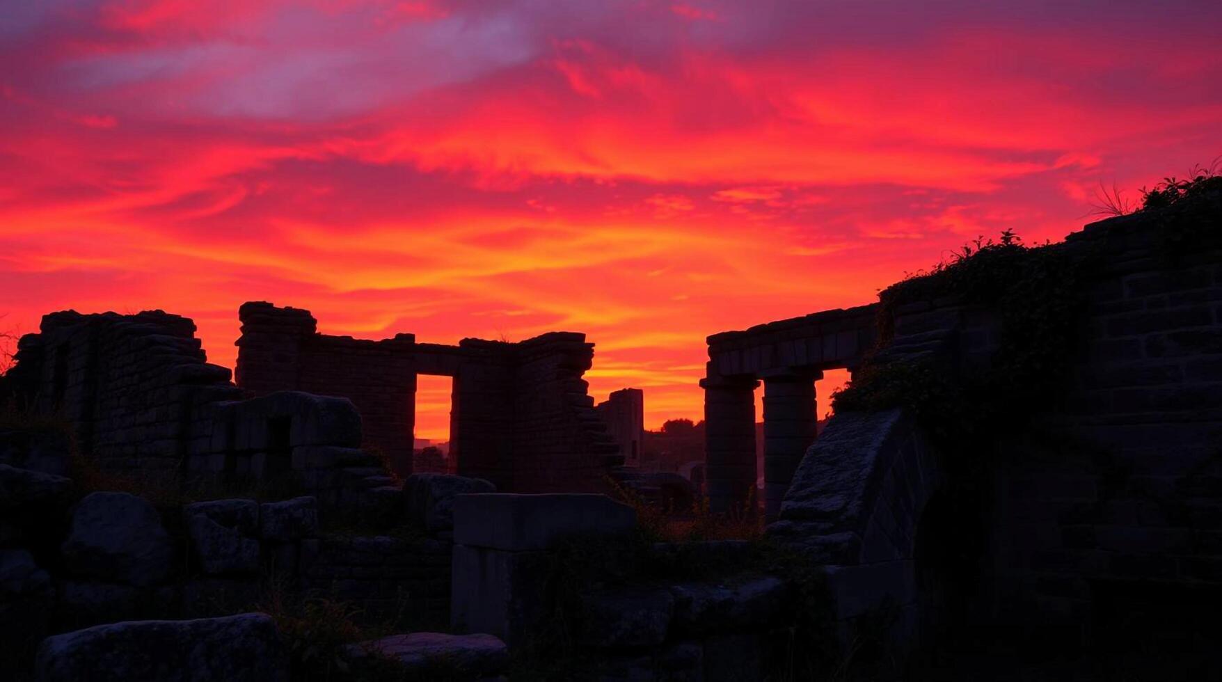 1756x980 Sunset over the ruins of the ancient city of ephesus
