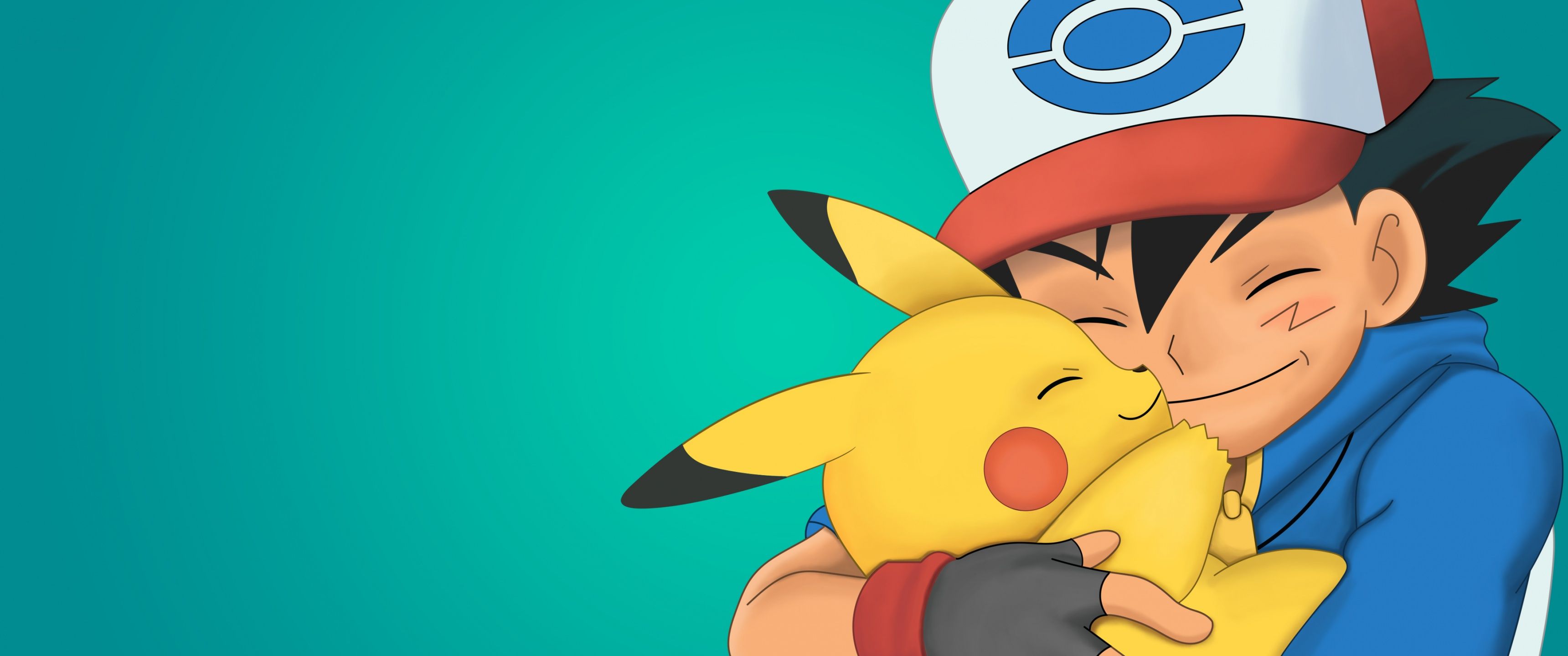3440x1440 Pikachu Wallpaper 4K, Ash Ketchum, Hug, Pokemon