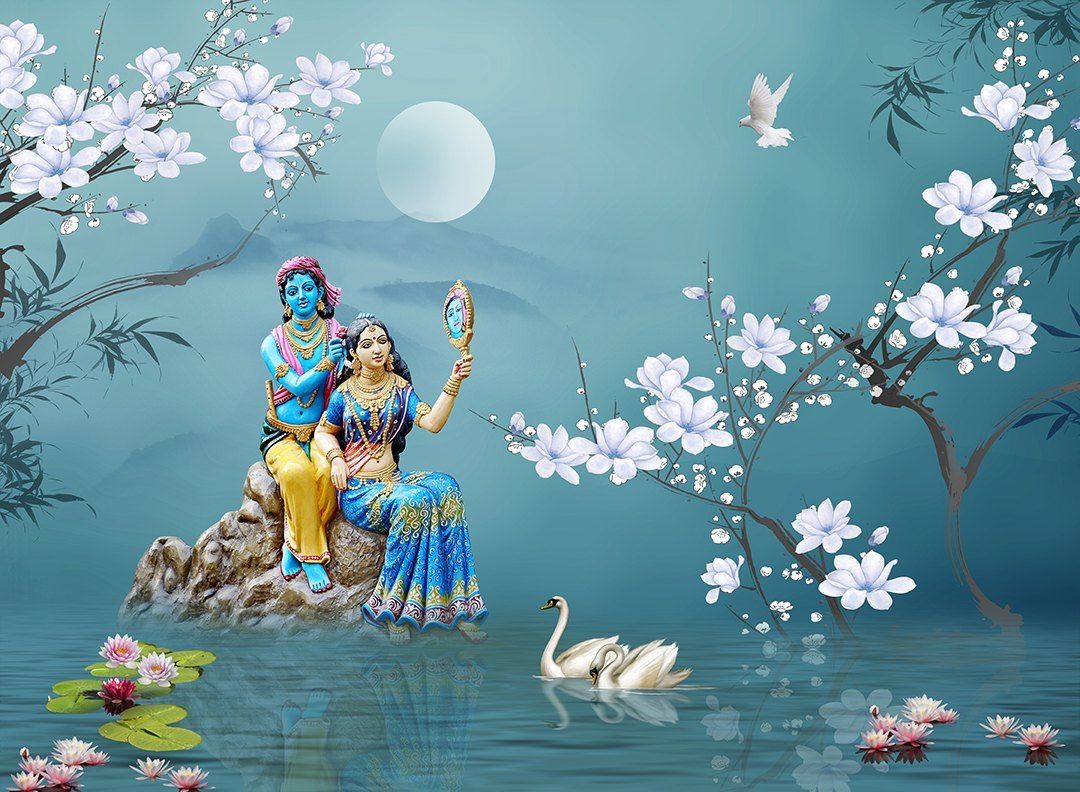 1080x792 Non Woven Radha Krishna Printed Wallpaper At ₹ 50 Sq Ft In New Delhi