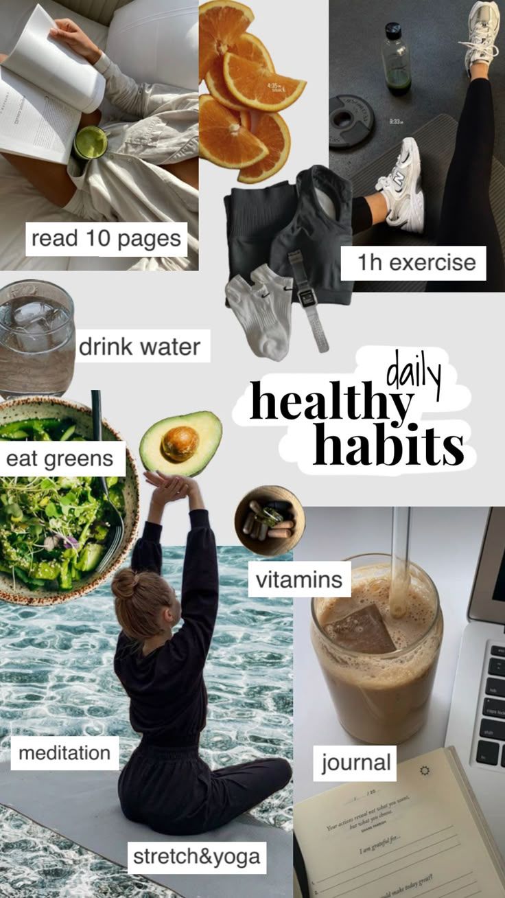 736x1308 this #healthy #habits will change your life #selfcare #aesthetic #collageart #vanillagirl #cleangirl #vibes #wallpaper #beauty #green #meditation #yoga #stretch #fyp #mood #books #vintage #nature