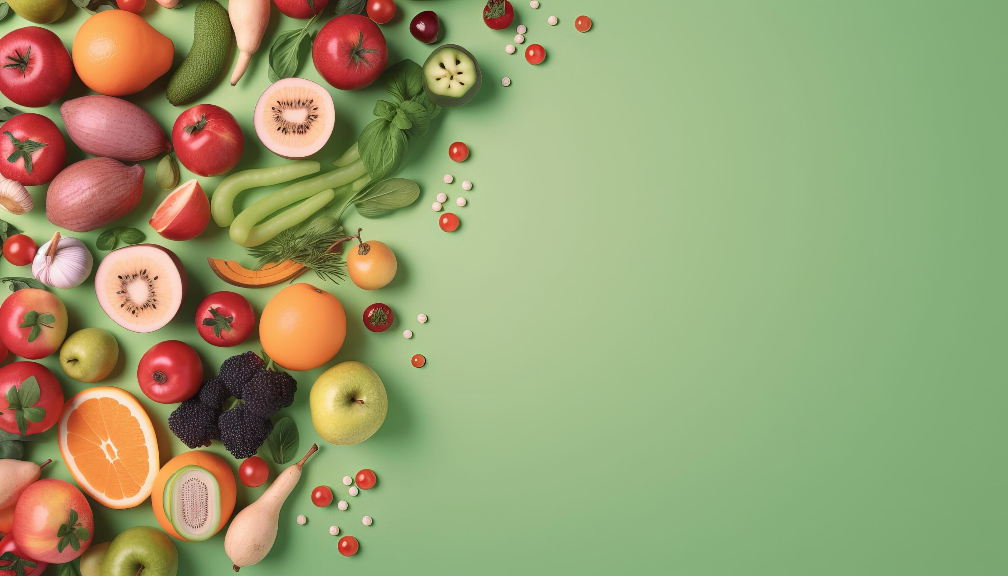 3430x1960 Healthy Eating Habits for a Happy Life, World Health Day Design background with copy space