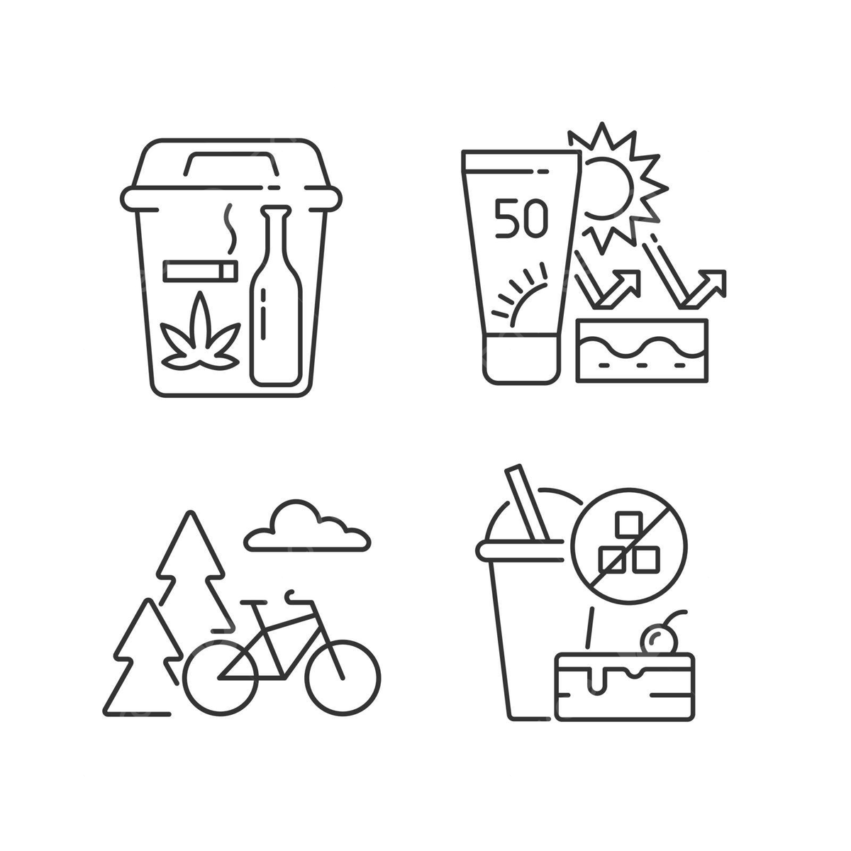 1200x1200 Healthy Habits Linear Icon Set Drawing Personal Skin Vector, Drawing, Personal, Skin Illustration Background And Wallpaper For Free Download