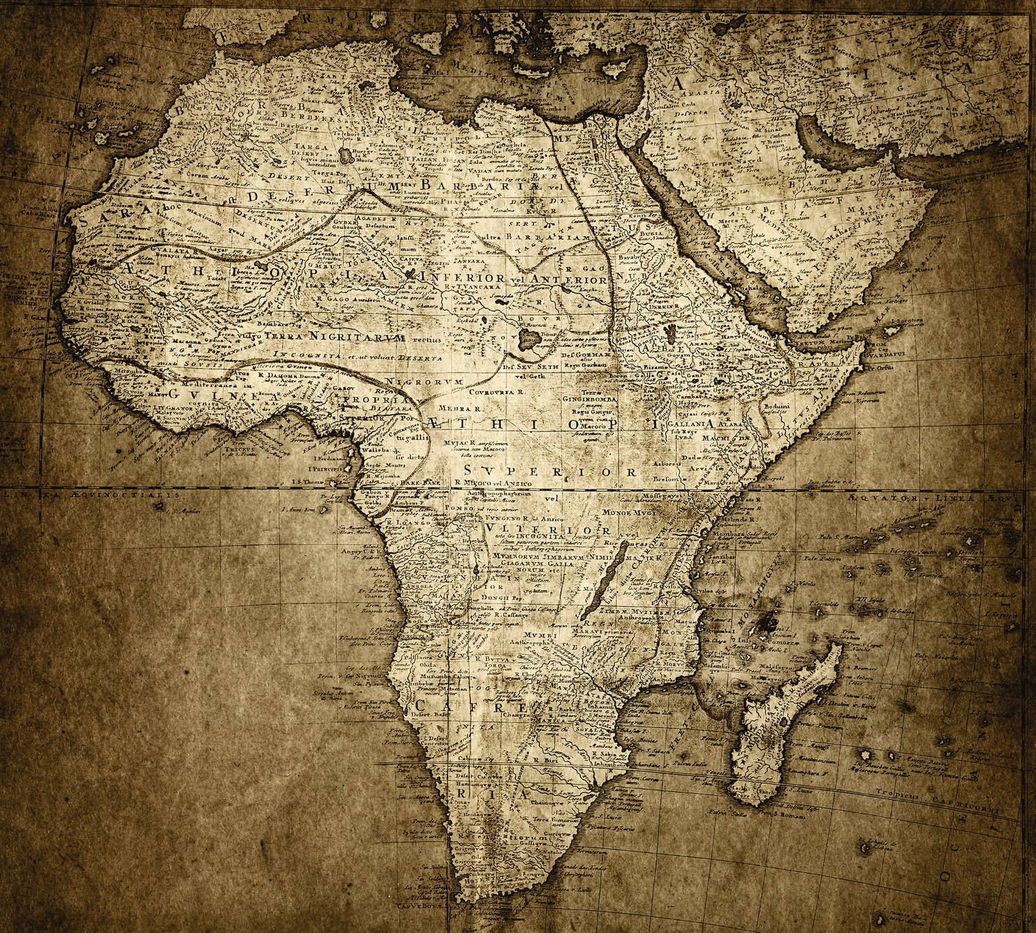 1500x1350 Vintage style Africa map wallpaper
