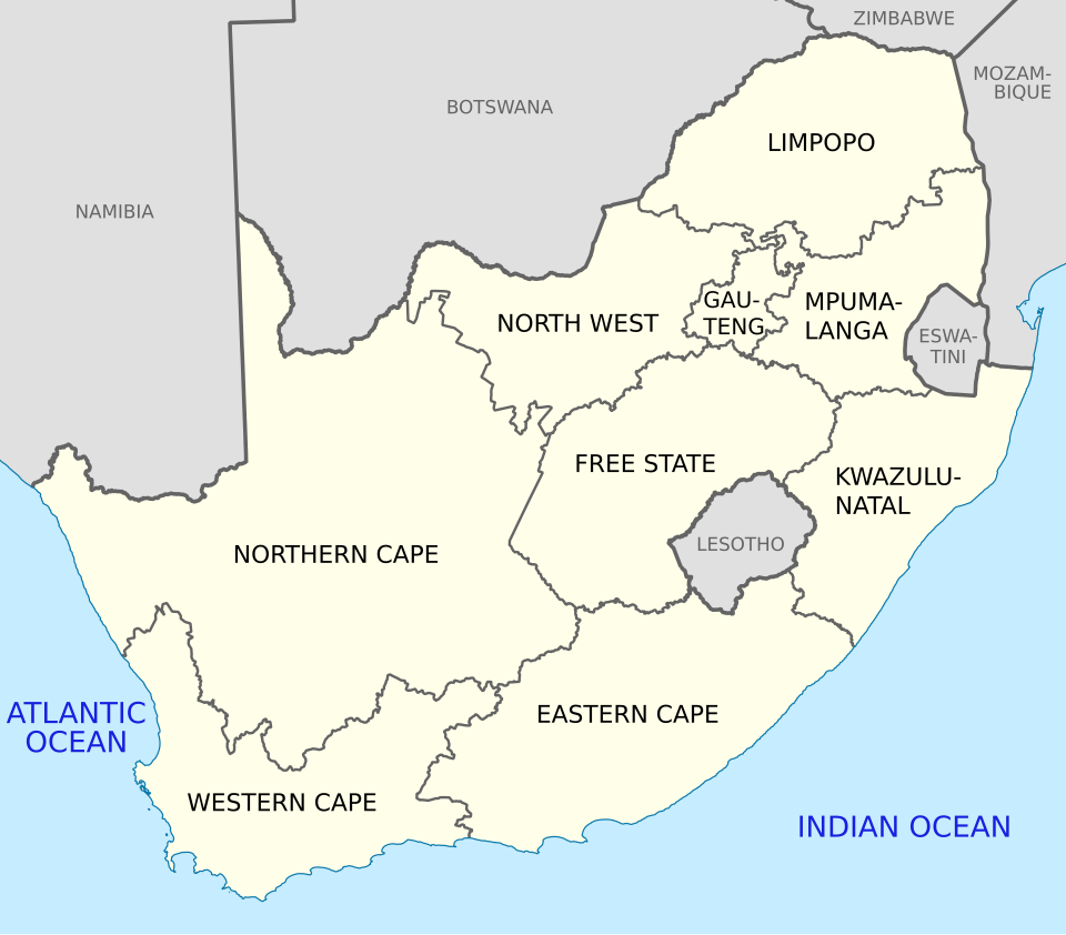 960x842 Dataja:Map of South Africa with English labels.svg