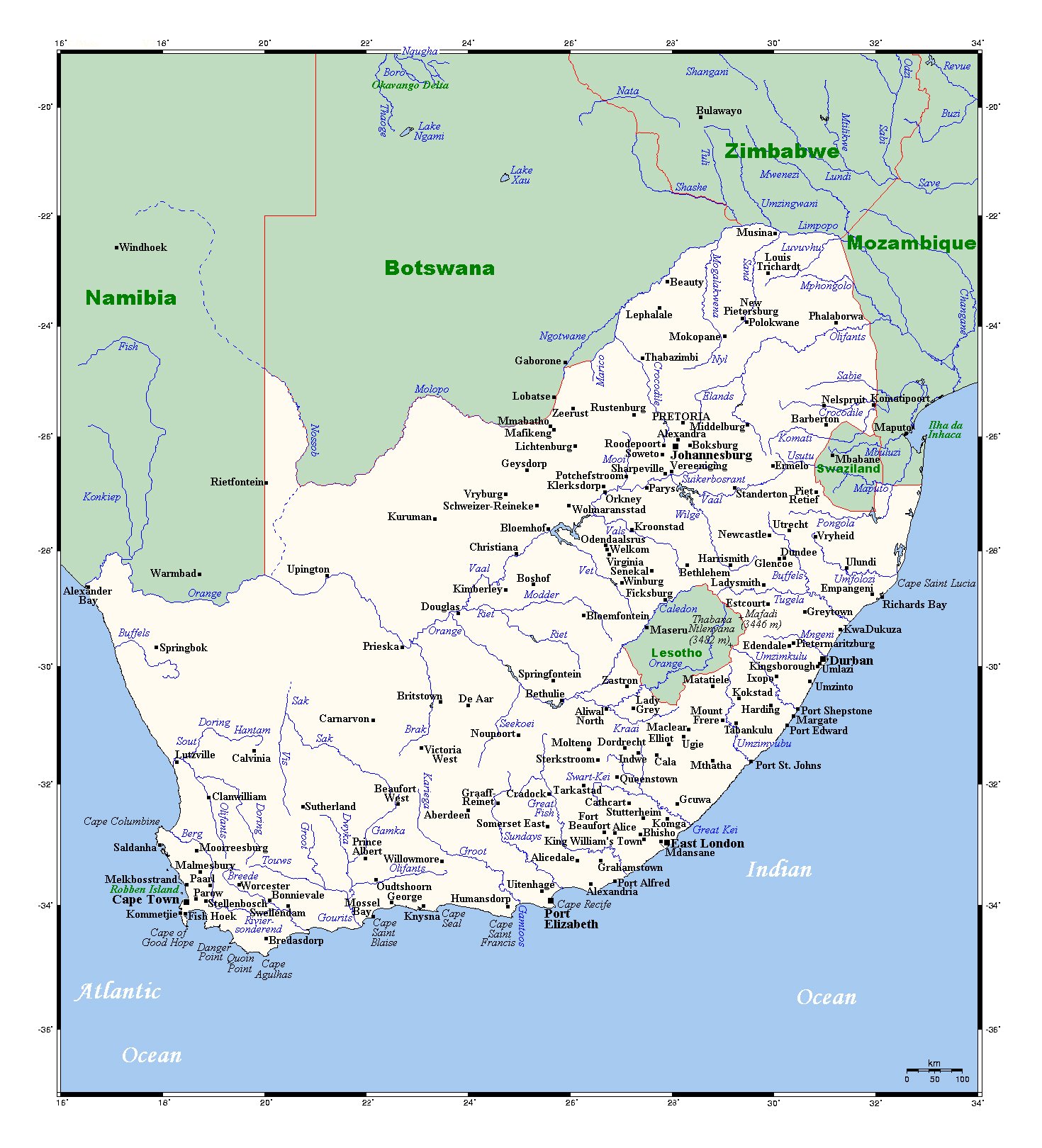 1470x1620 Detailed map of South Africa with all cities. South Africa. Africa. Mapsland. Maps of the World