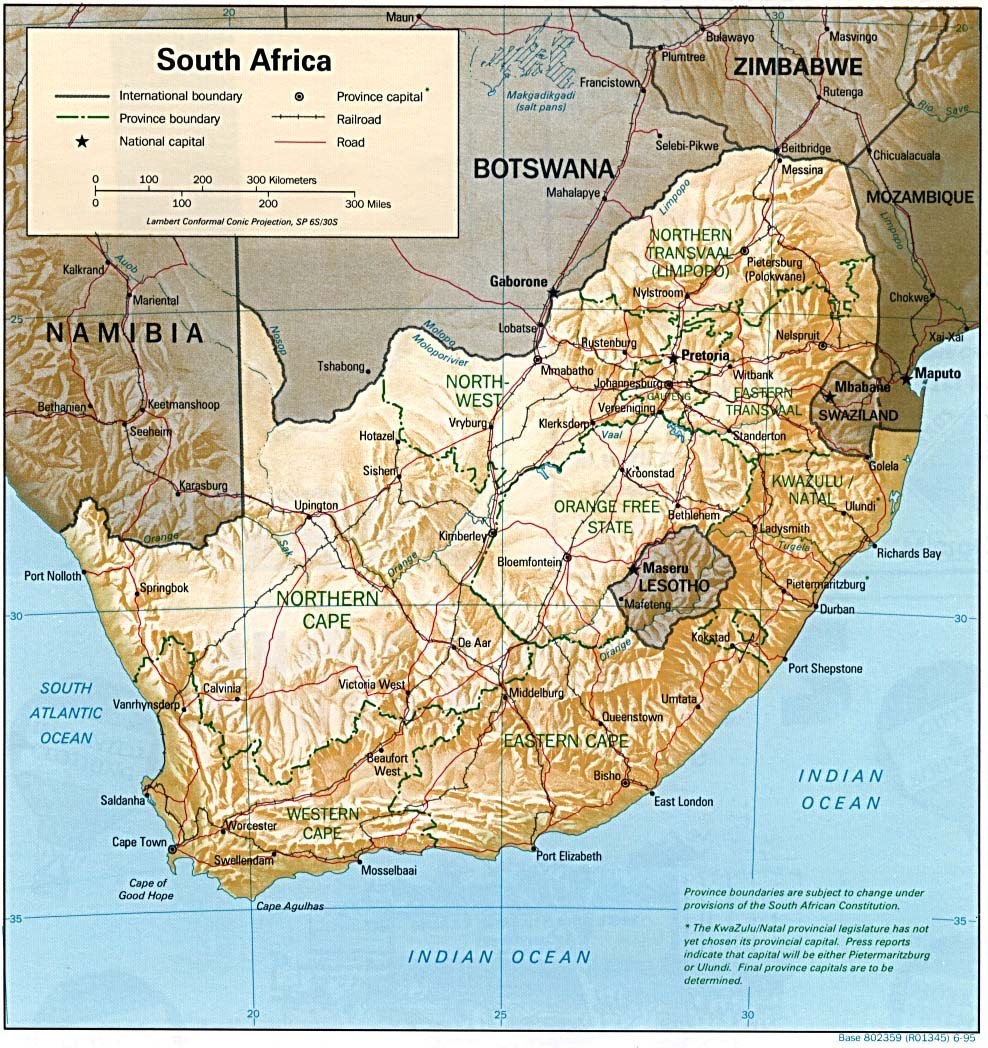 988x1048 Detailed relief and political map of South Africa. South Africa detailed relief and political map. Vidiani.com. Maps of all countries in one place