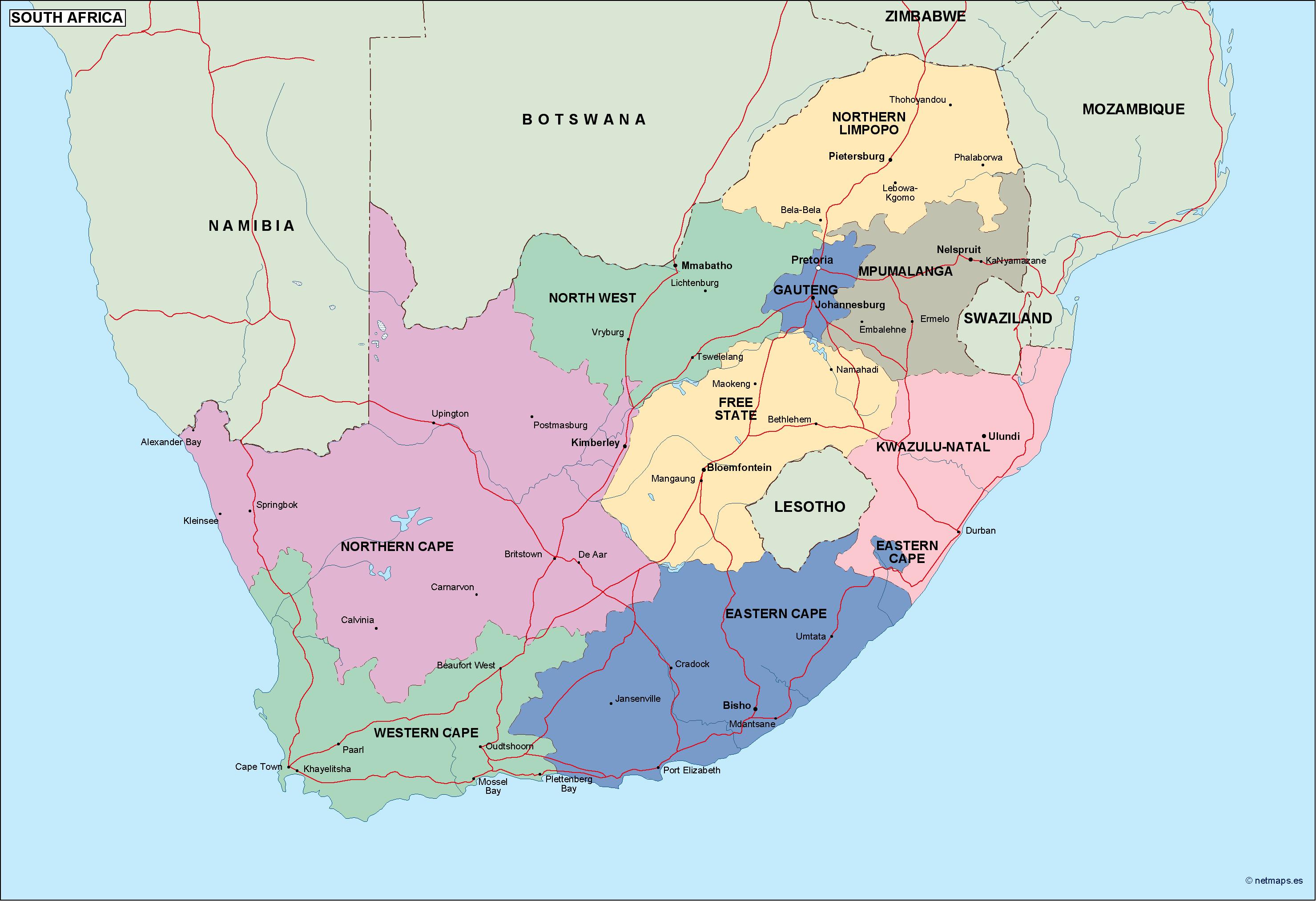 2959x2026 south africa political map. Vector Eps maps. Eps Illustrator Map. Vector World Maps