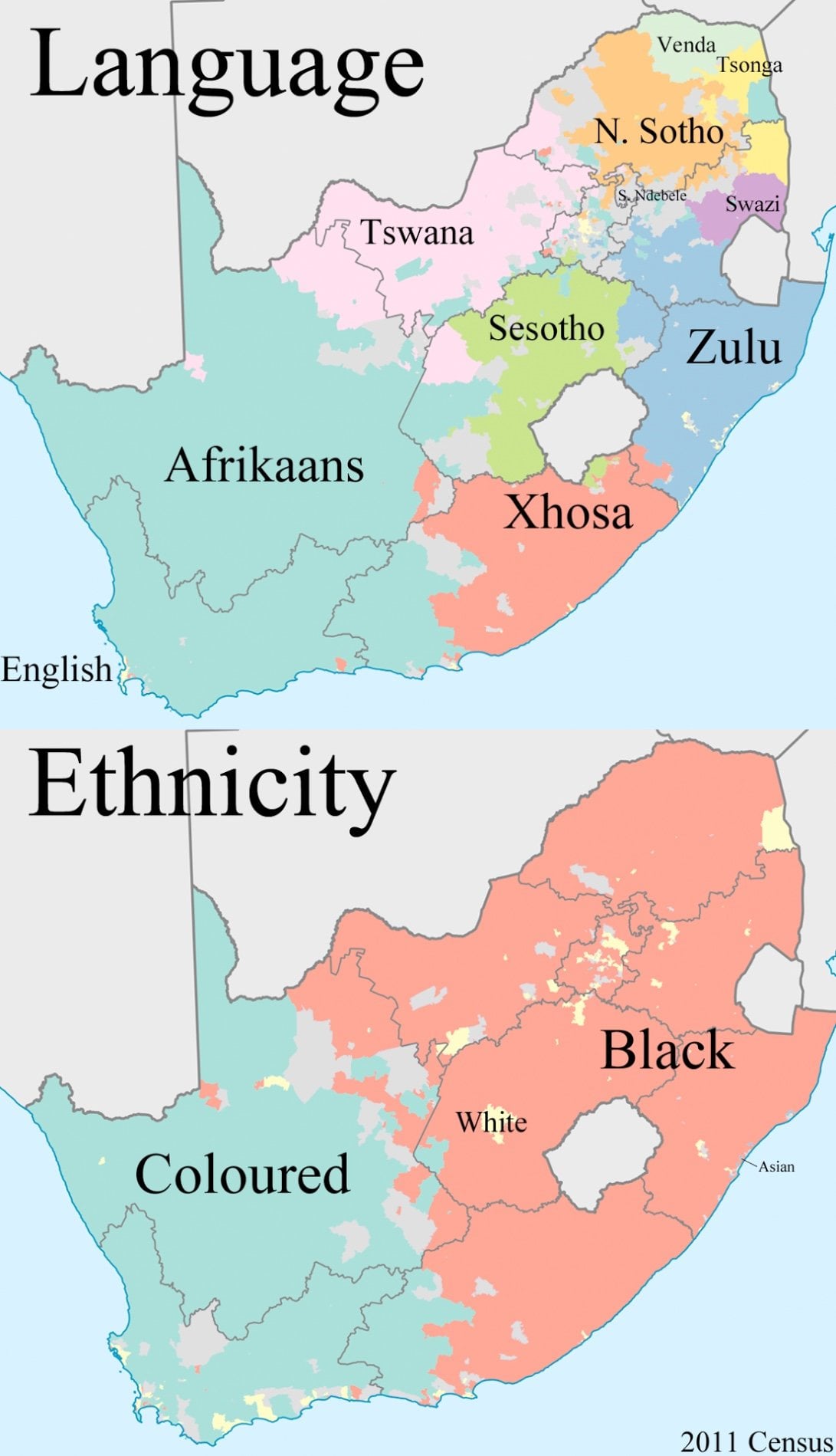 1091x1899 Racial & Linguistic Map of South Africa