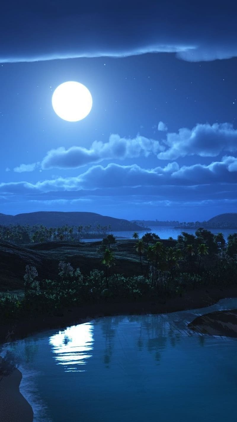 800x1422 Moon Night Night Landscape, moon night, night landscape, HD phone wallpaper