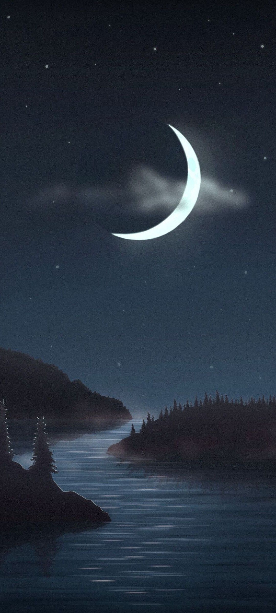 1080x2400 Moon At Night Wallpaper