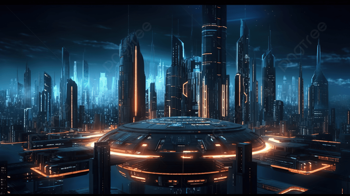 1200x673 3D Art Illustration Of A Futuristic Cyber City Powered By Atomic Energy At Night, Digital Wallpaper, Technology Wallpaper, Sci Fi Background Background Image And Wallpaper for Free Download