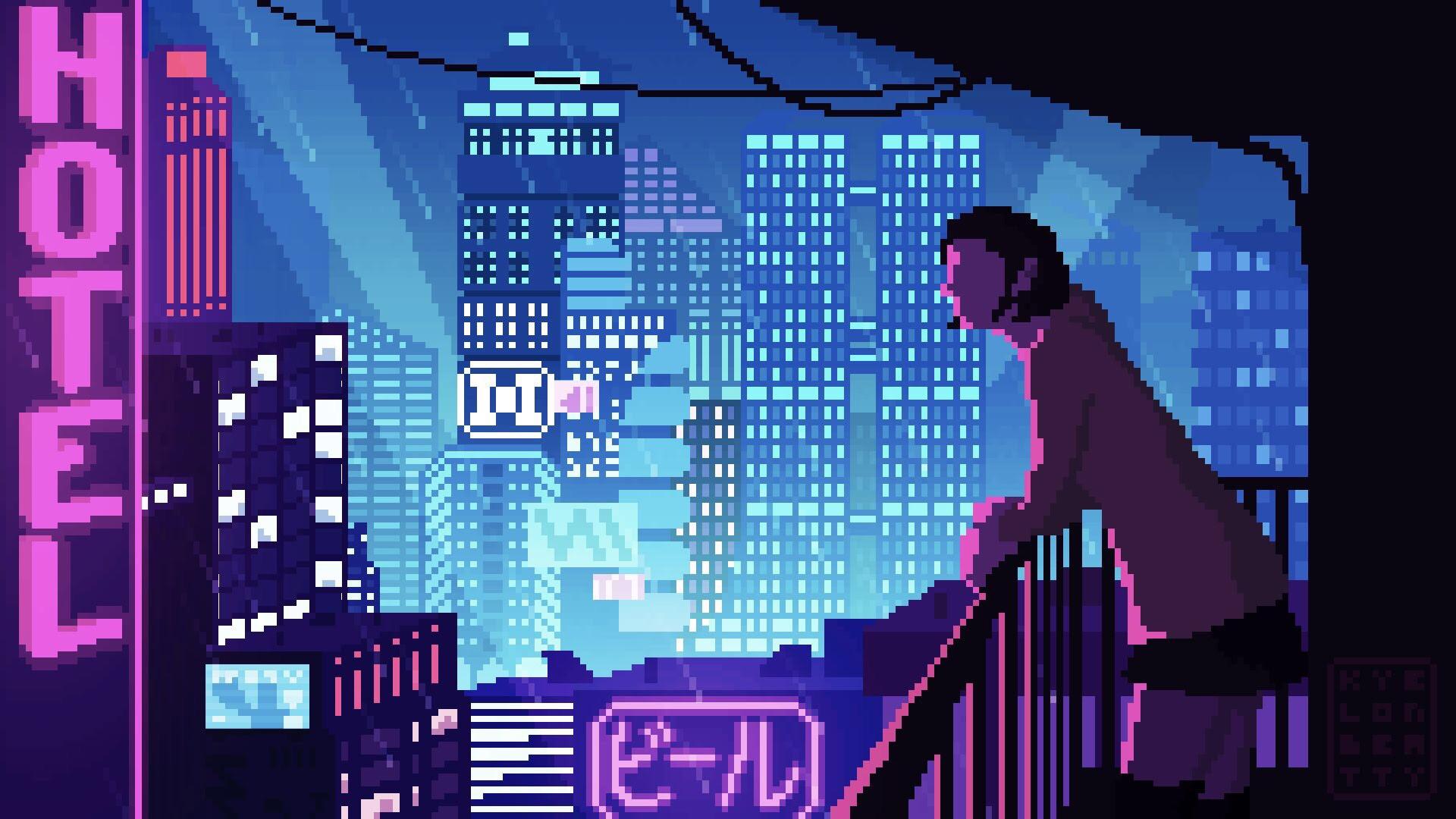 Pixel art room for a cyberpunk indie game by Margarita Solianova on Dribbble