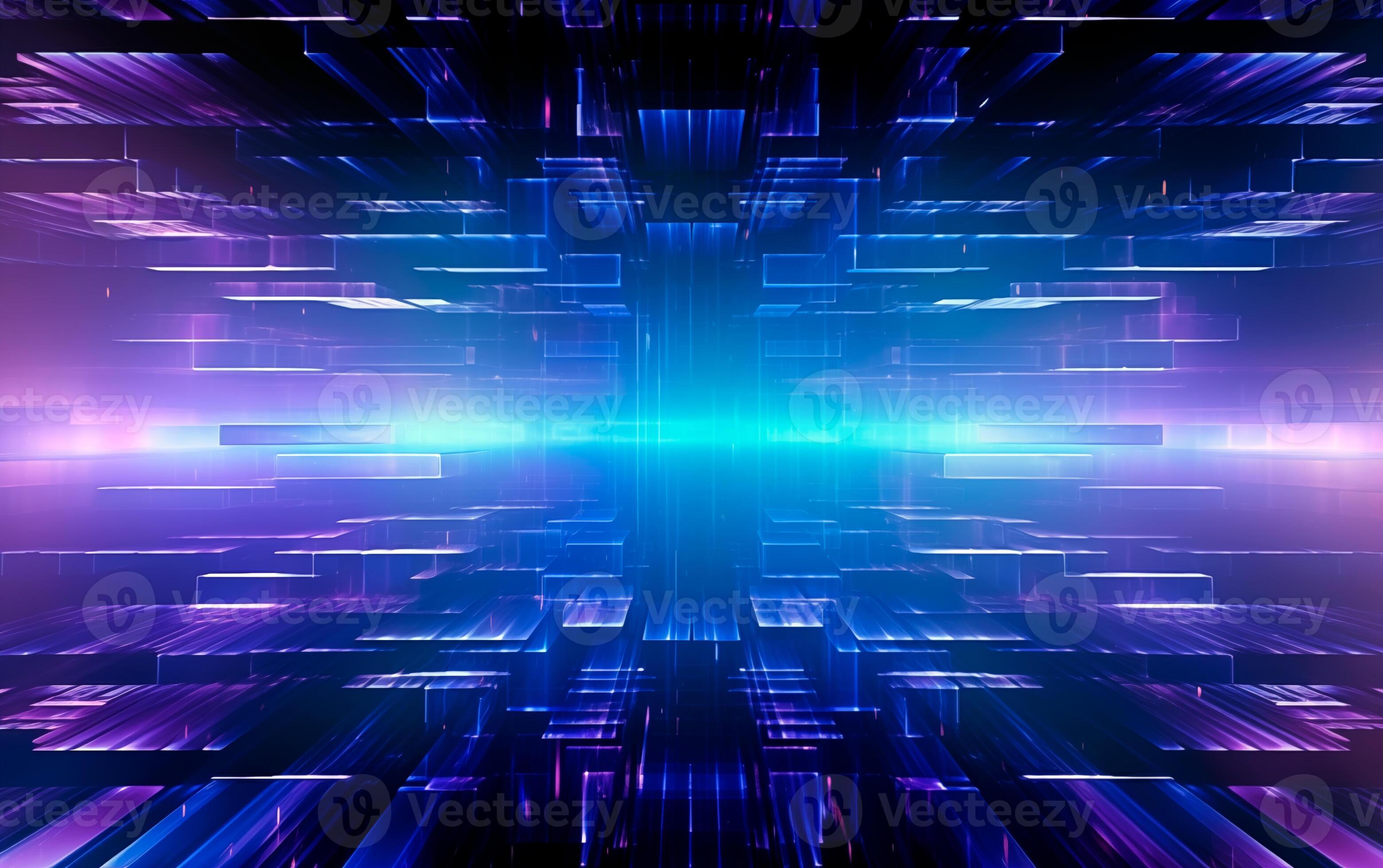 3121x1960 AI generated Futuristic glitch wallpaper in blue and purple colors. Distortion effect. Cyberpunk design concept. Retro futurism aesthetic tech neon colors. AI Generated