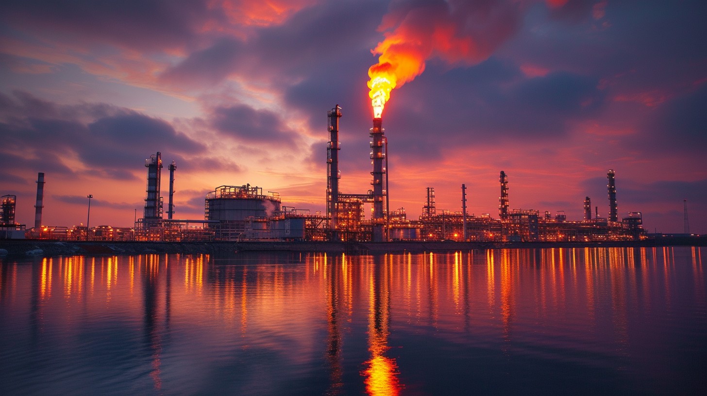 1456x816 Free Industrial Sunset Silhouette Image, Industry, Refinery