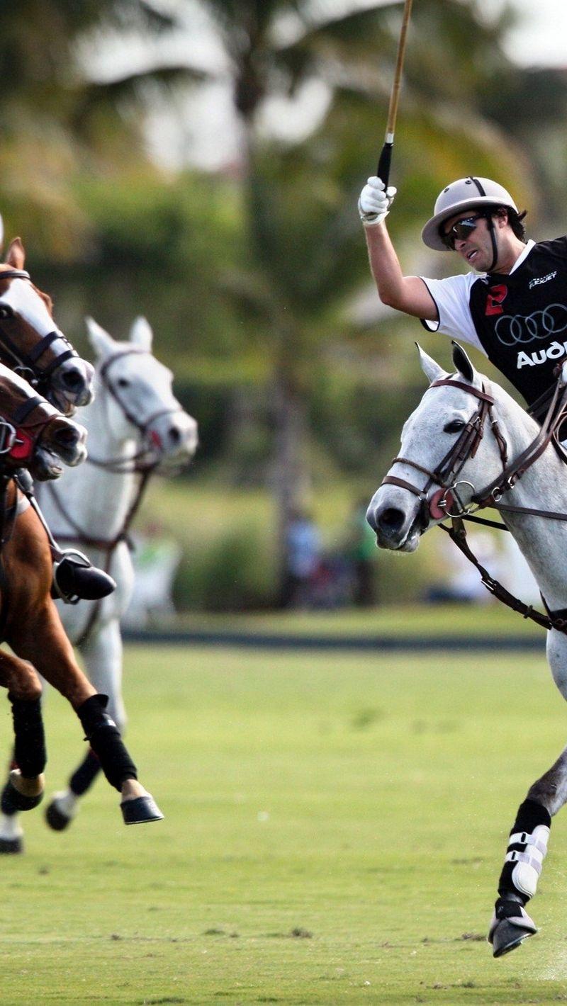 800x1420 Download wallpaper 800x1420 polo, sportsmen, blow, horses, game