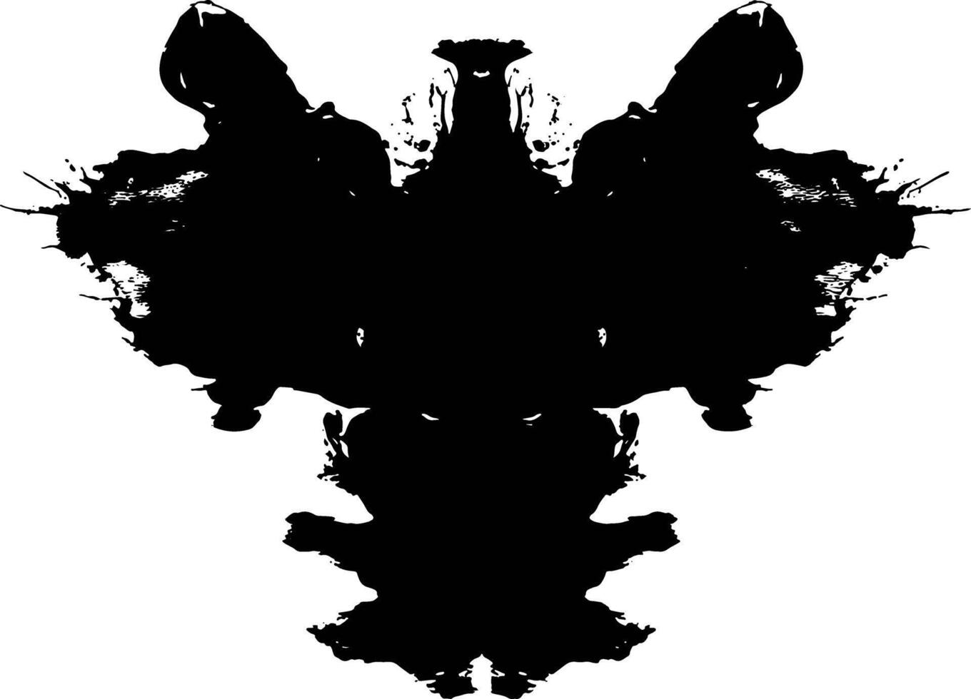 1360x980 A symmetrical black inkblot on a white background, reminiscent of a Rorschach test card