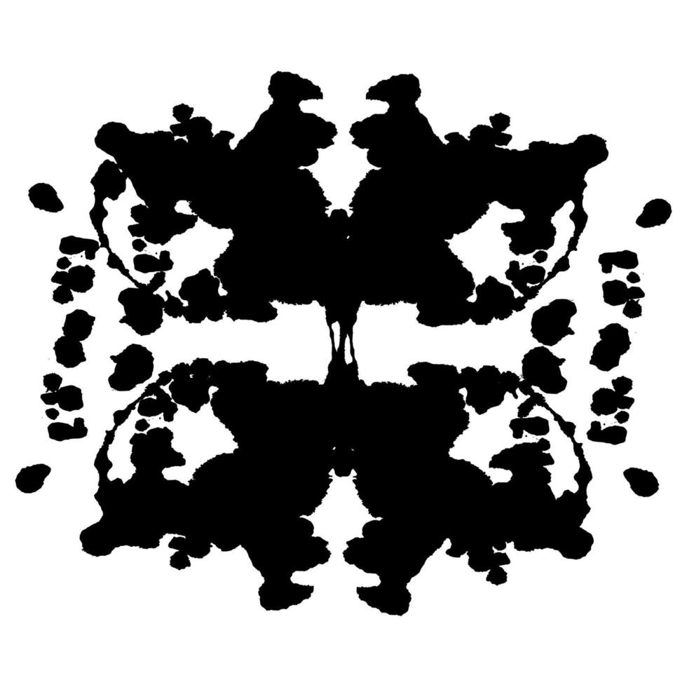 980x980 Rorschach black abstract splash. Ink symmetrical hand brushed design. Geometrical silhouette for psychological test