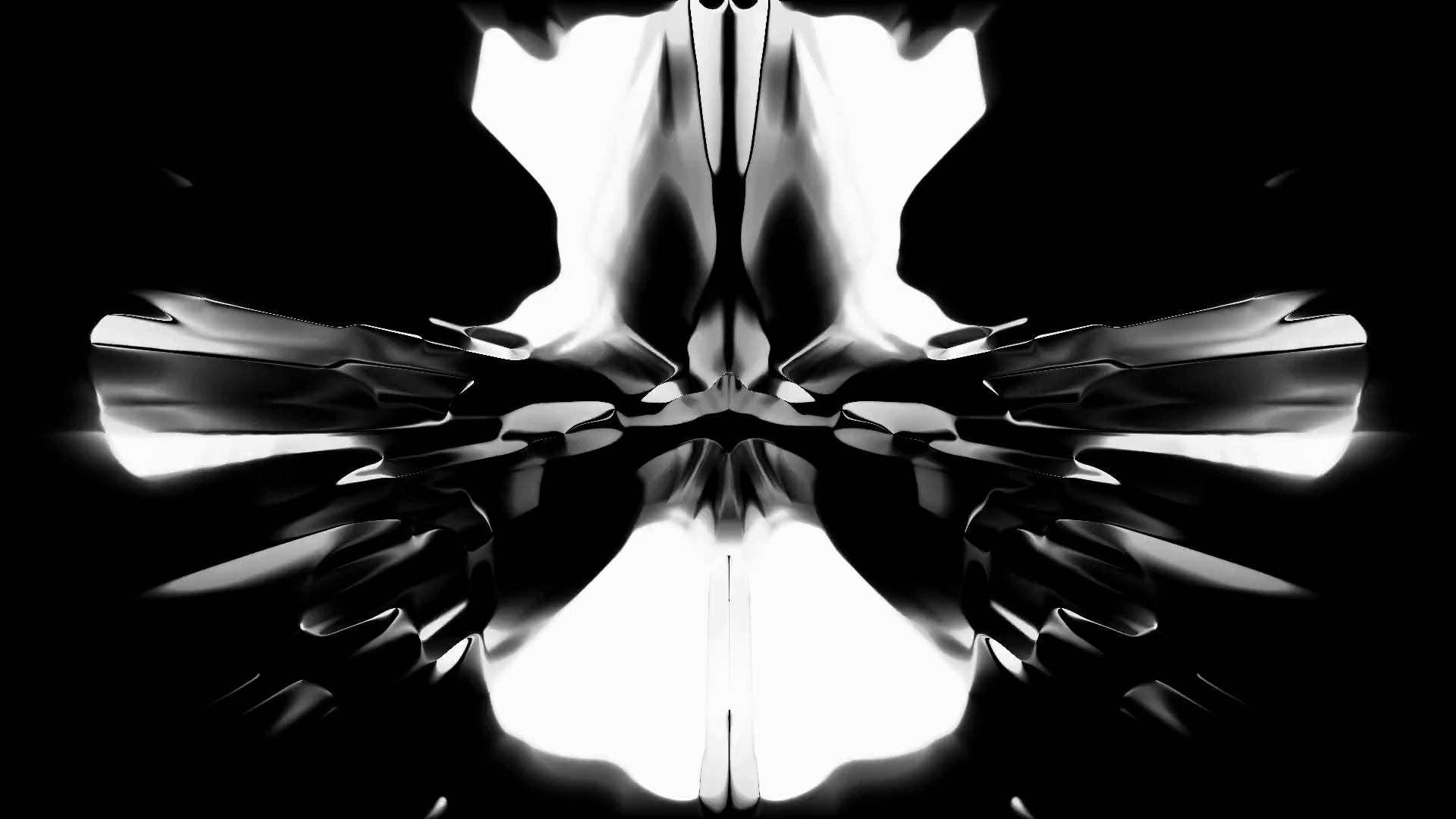 1920x1080 White Rorschach Ink blot test on black