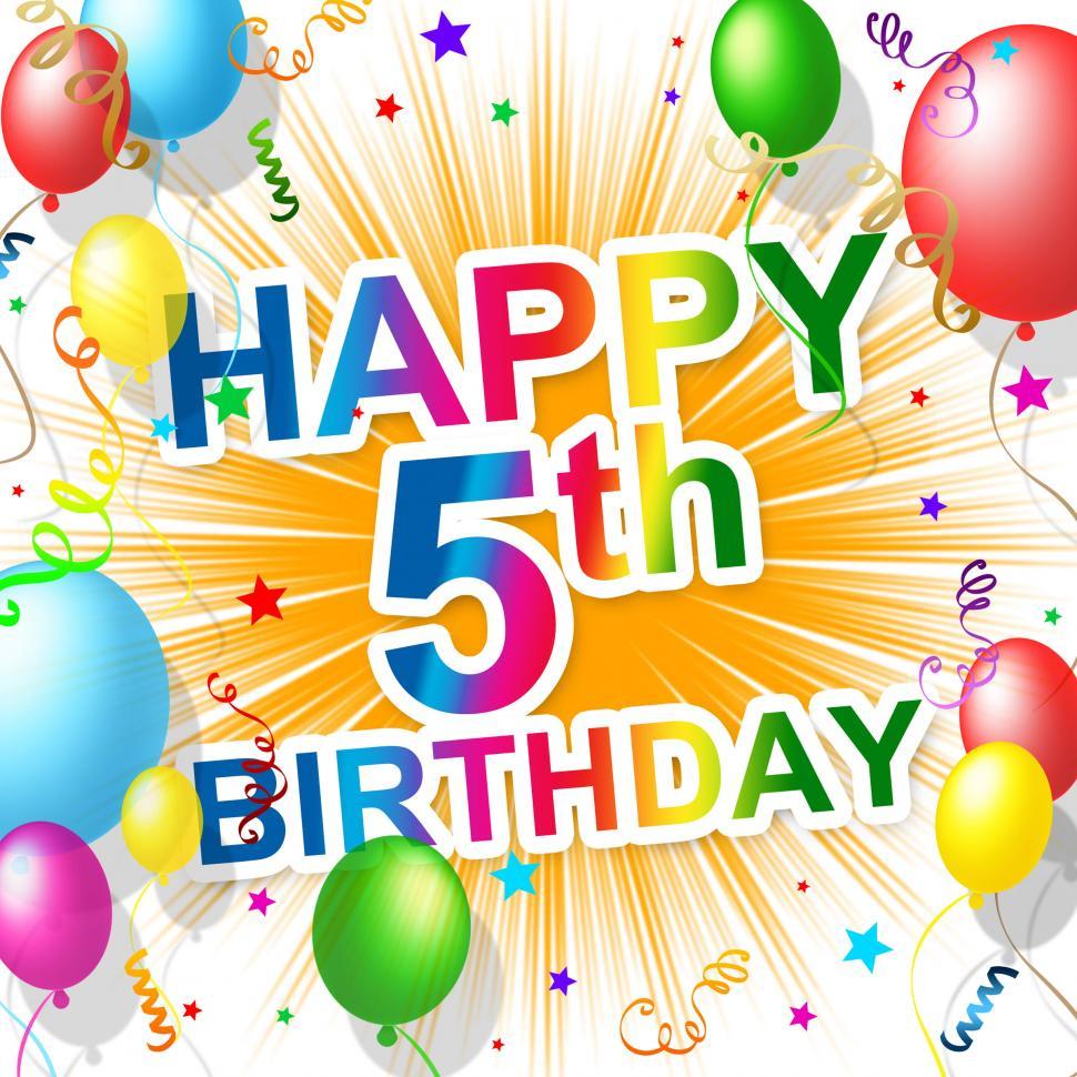 970x970 Free of Fifth Birthday Represents Congratulations 5 And Happiness. Download Free Image and Free Illustrations