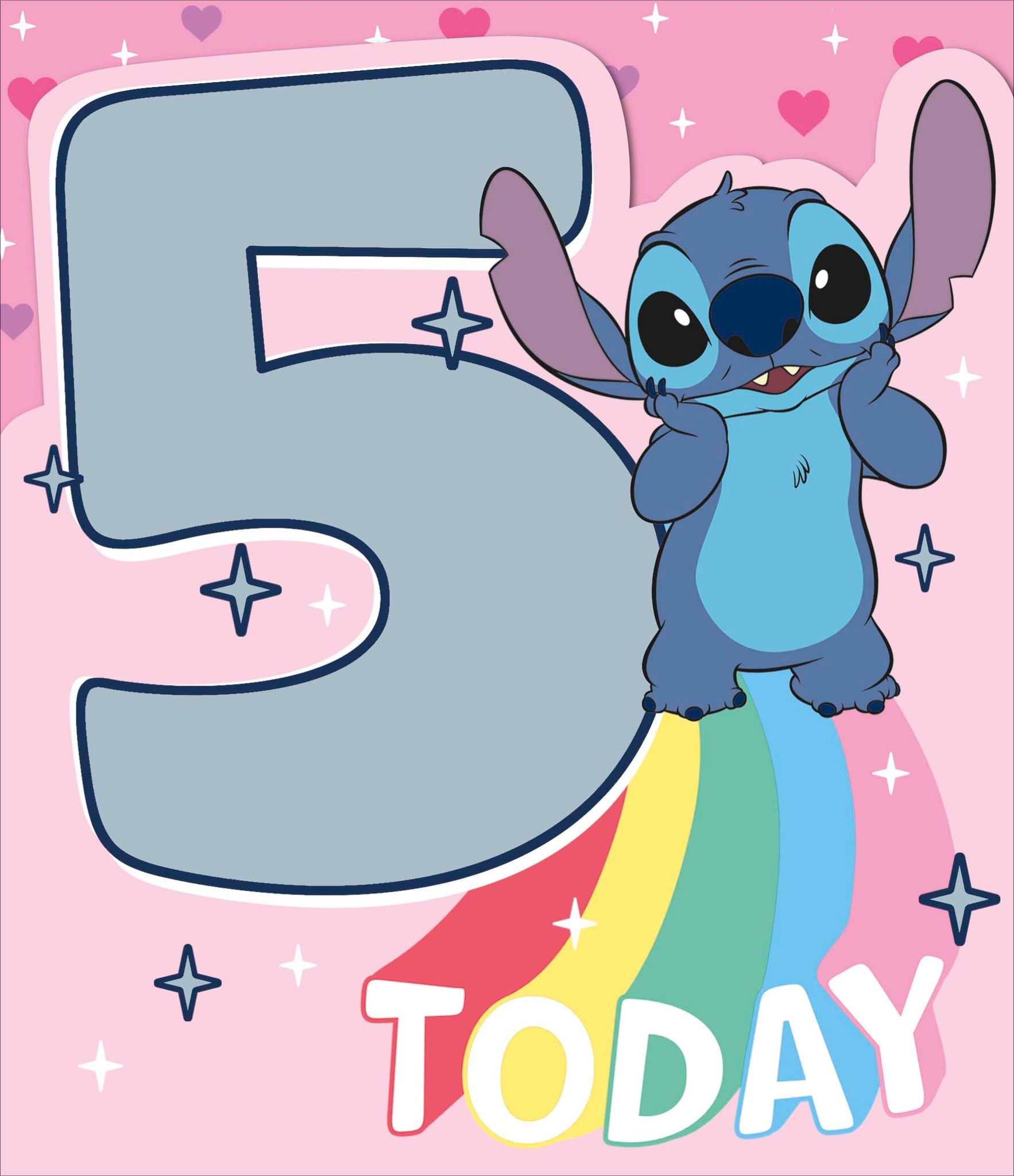 1766x2048 Age 5 birthday card and Stitch