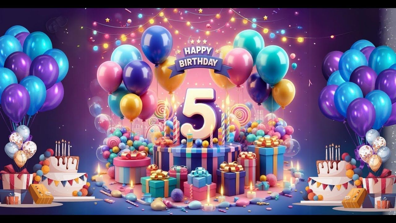 1280x720 Happy 5th Birthday, Happy Birthday Music Cinematic Video, Family Friendly wishes to you, 5 years
