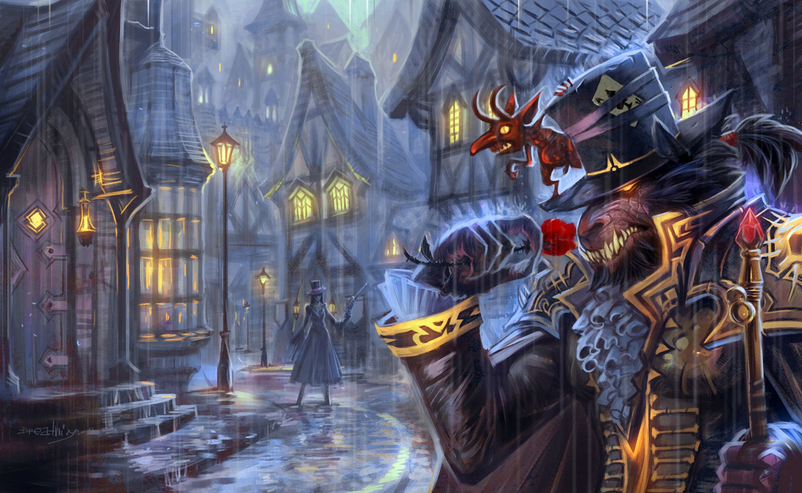 1625x1000 World of Warcraft HD: Shadowy Streets and Mysterious Figures Wallpaper