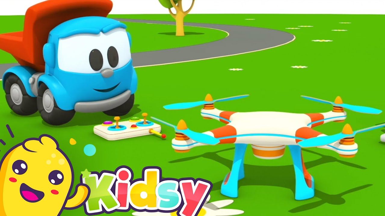 1280x720 The Flying Drone with Leo the Truck. Car Cartoons for Kids