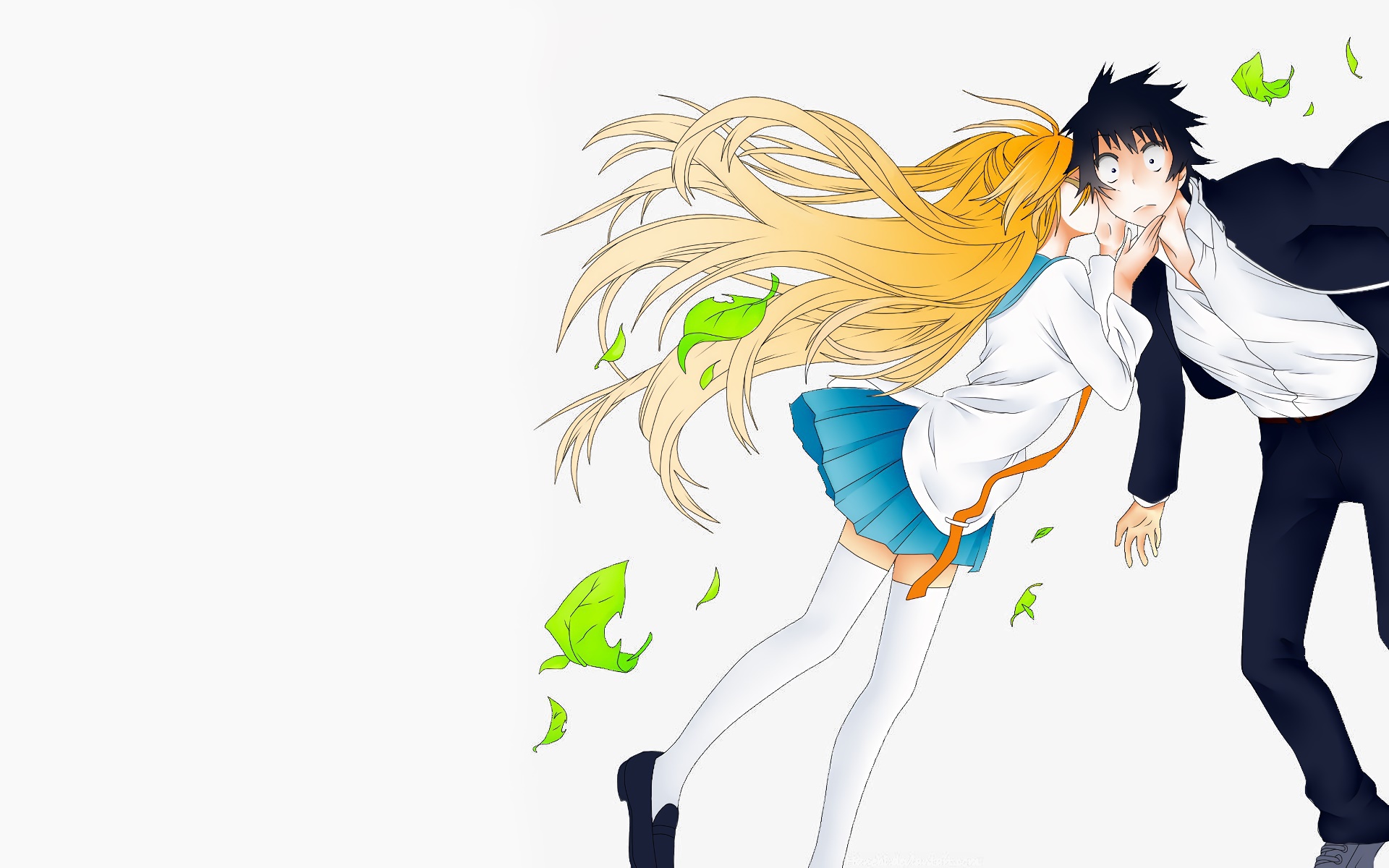 1920x1200 Wallpaper girl, romance, kiss, anime, art, guy, two, nisekoi for mobile and desktop, section сёдзё, resolution 1920x1200