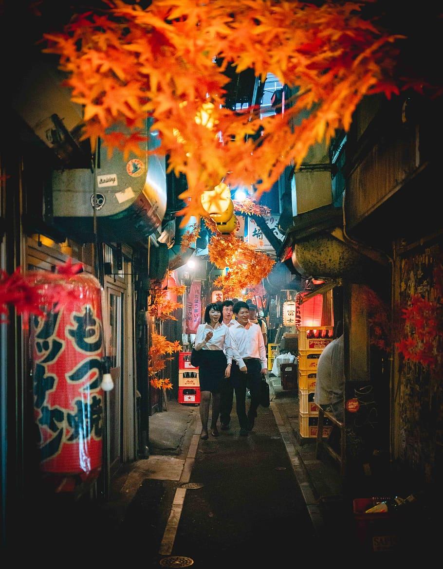 910x1169 people, walking, stree, tokyo, autumn, blade runner, japan, night