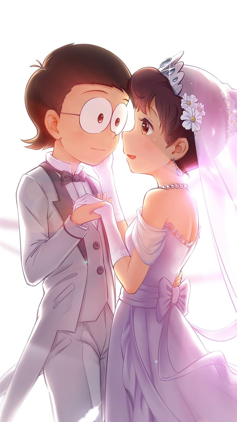 800x1422 Nobita Shizuka Wedding, Dancing, nobita dancing with shizuka, animated, cartoon, HD phone wallpaper
