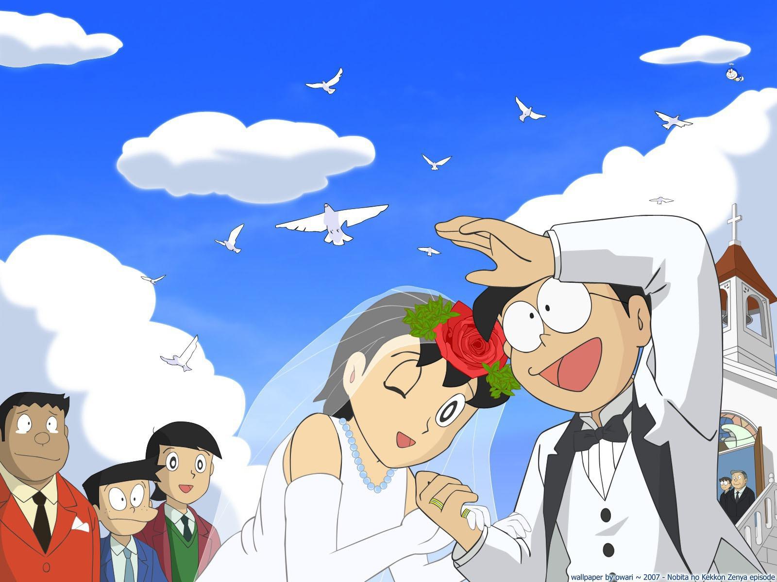 1600x1200 Nobita Shizuka Wedding, High Definition, High Quality, Widescreen