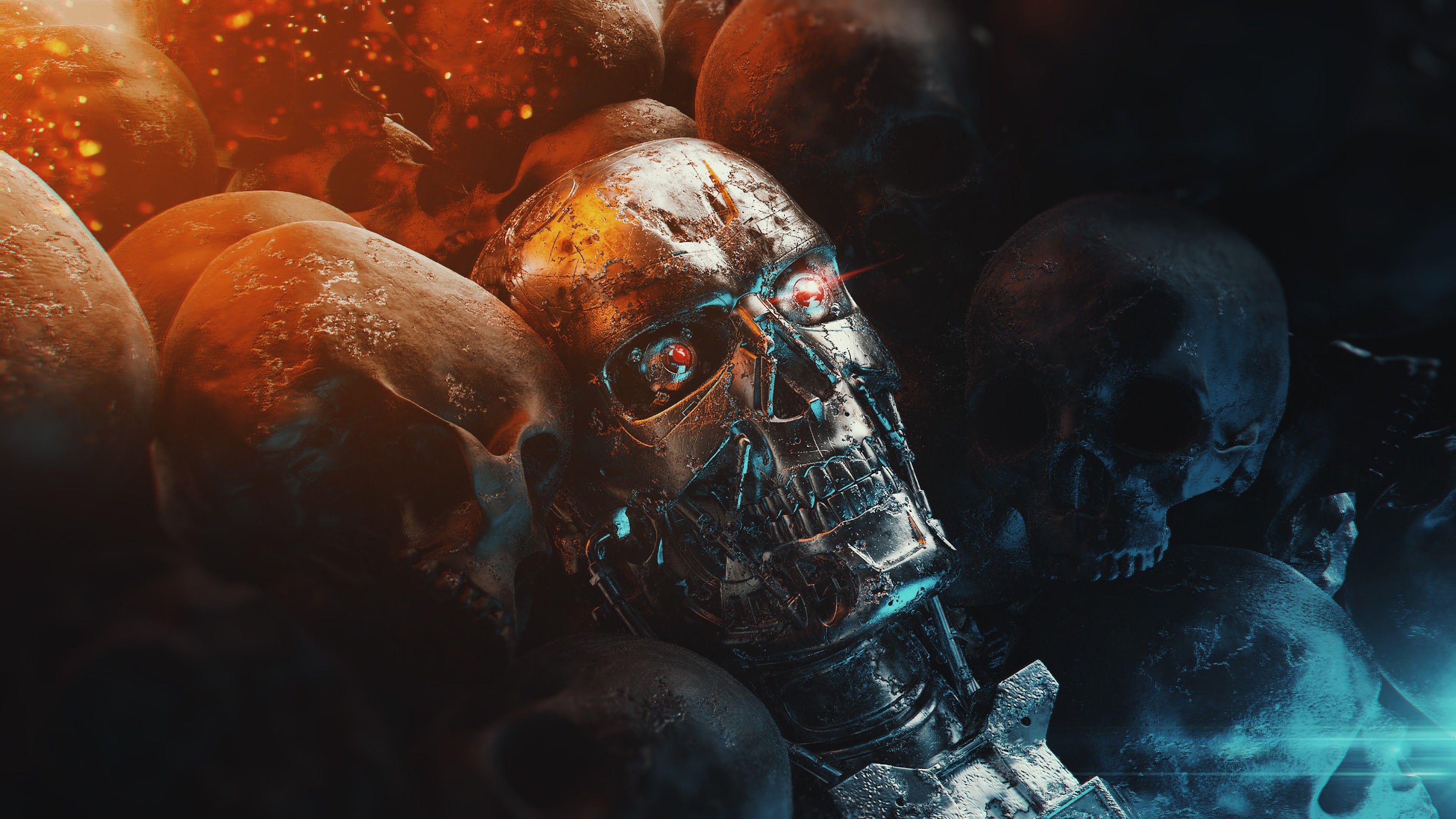 3840x2160 Terminator Skull Sci Fi 4K 3840x2160 Wallpaper