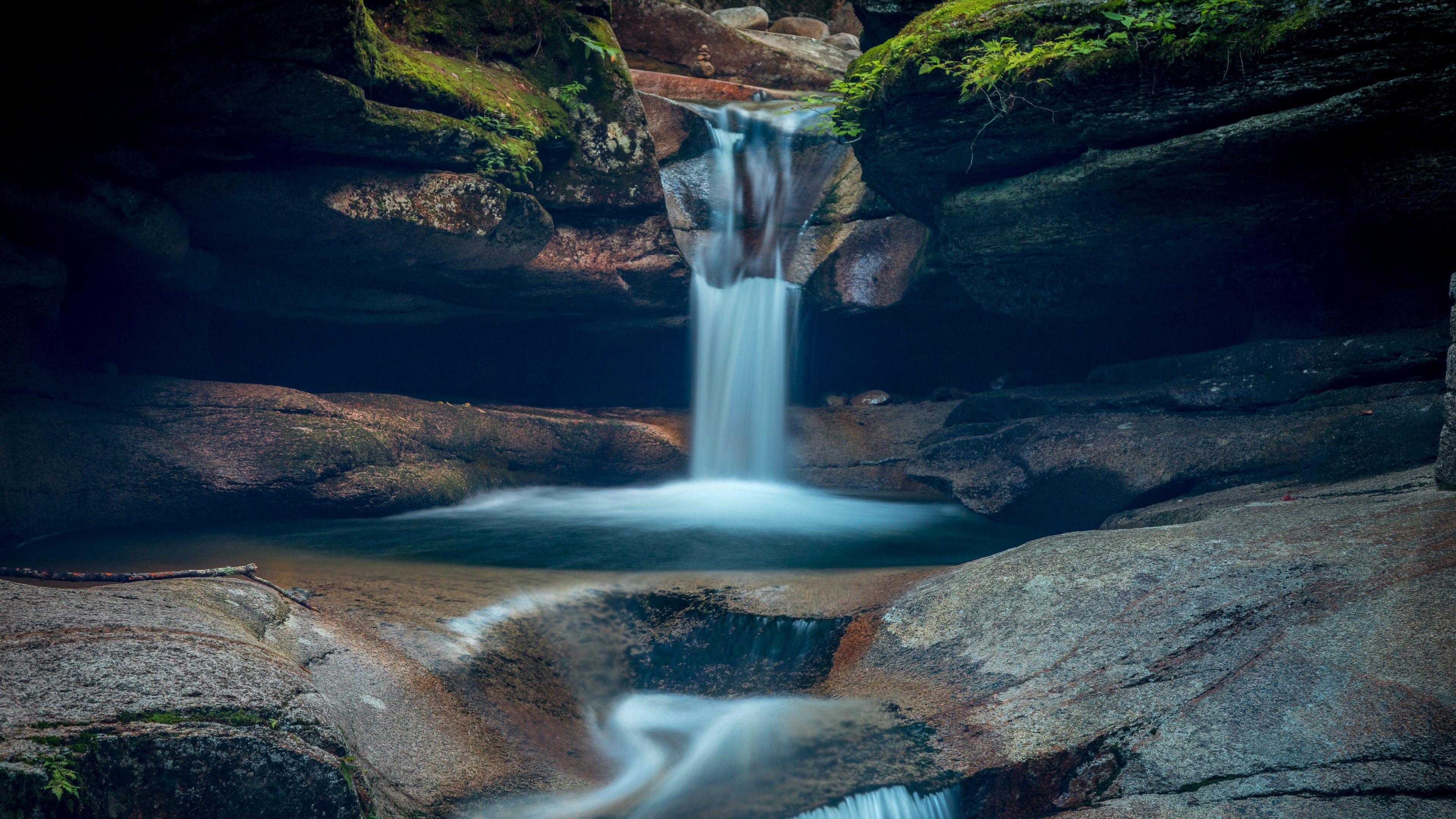 3840x2160 Sabbaday falls Wallpaper 4K, New Hampshire, Waterfall