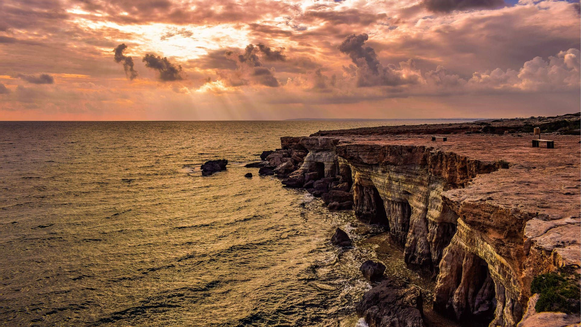 1920x1080 Download A Stunning Shot Of The Famous Ayia Napa Coastline, Cyprus. Wallpaper