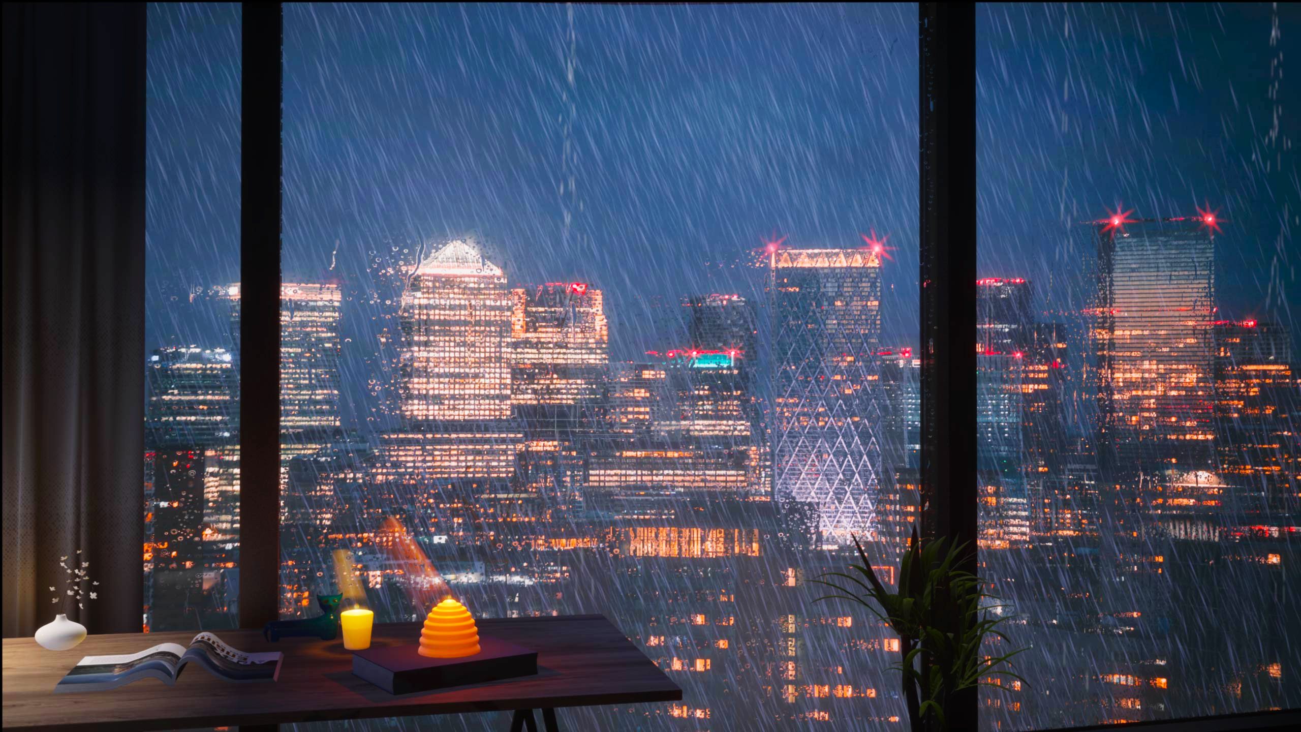 2560x1440 A rainy night in London (2560x1440) Animated version in comments