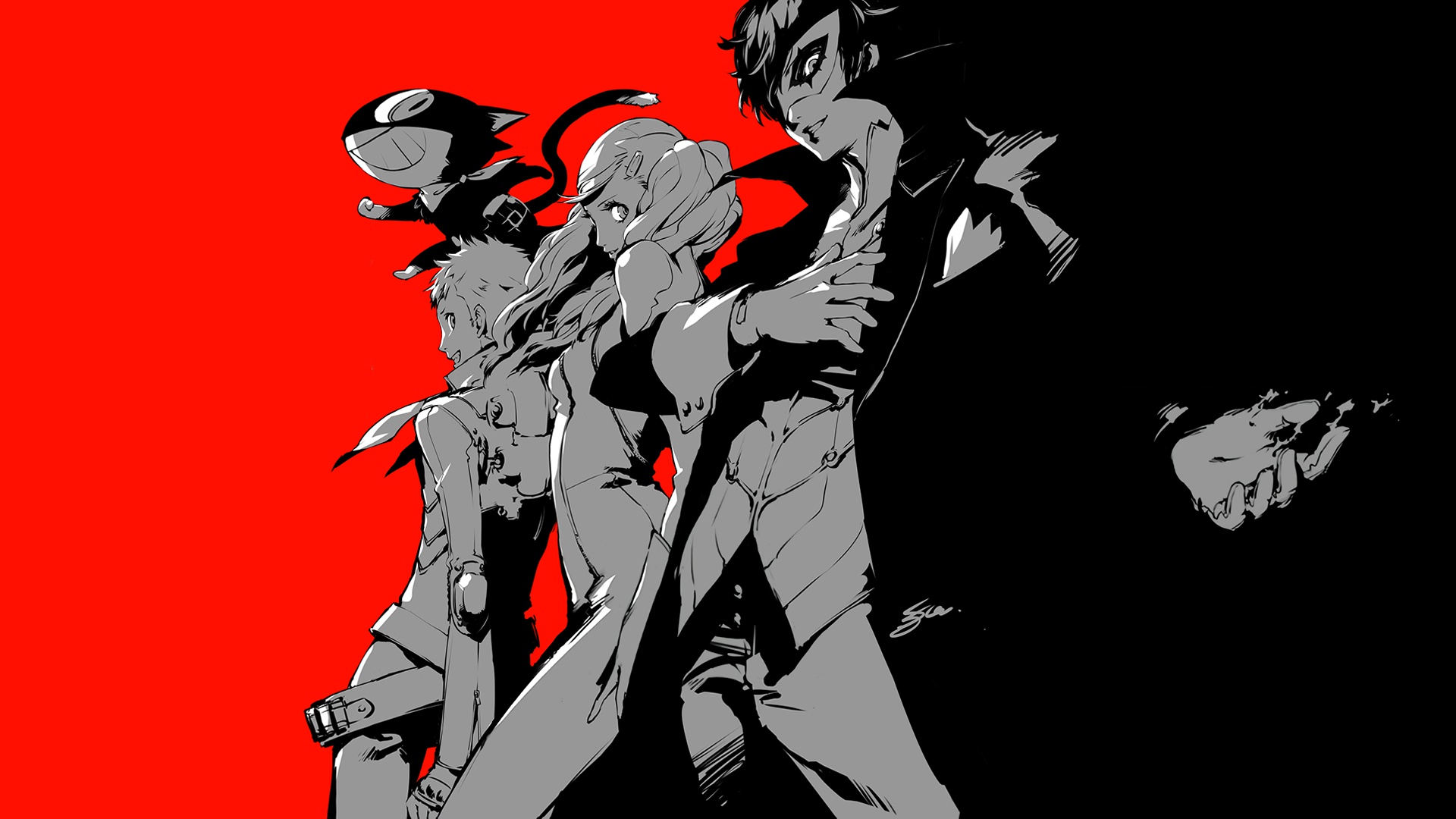 1920x1080 Wallpaper red, black, the game, anime, art, characters, Person person for mobile and desktop, section сёнэн, resolution 1920x1080