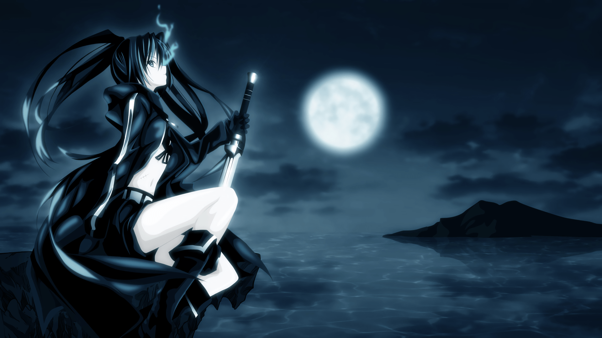 1920x1080 Black Rock Shooter: Moonlit Shadows HD Anime Wallpaper