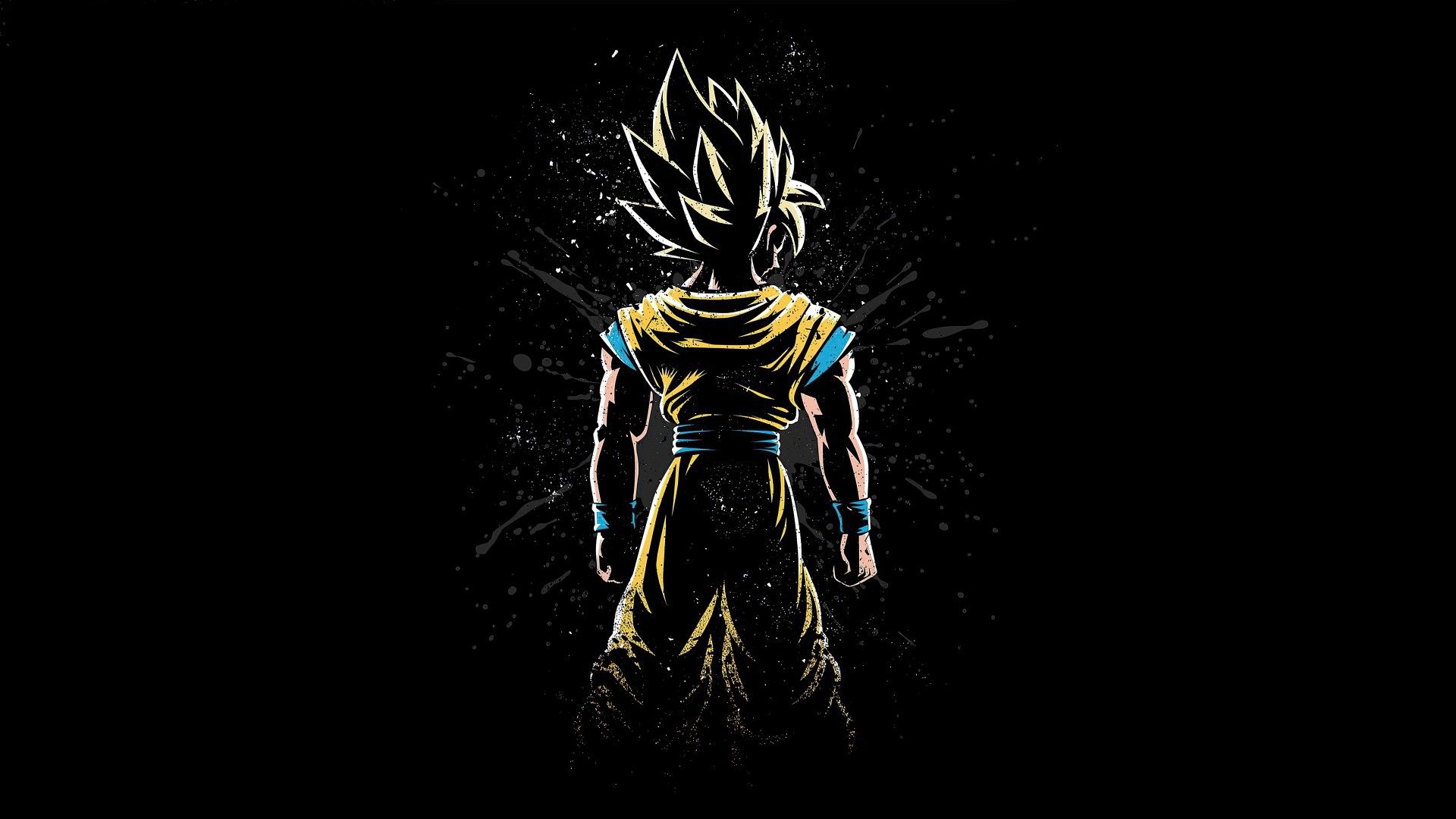 1920x1080 Goku Anime Boy Dark Art Black Background 4K HD Dragon Ball Wallpaper