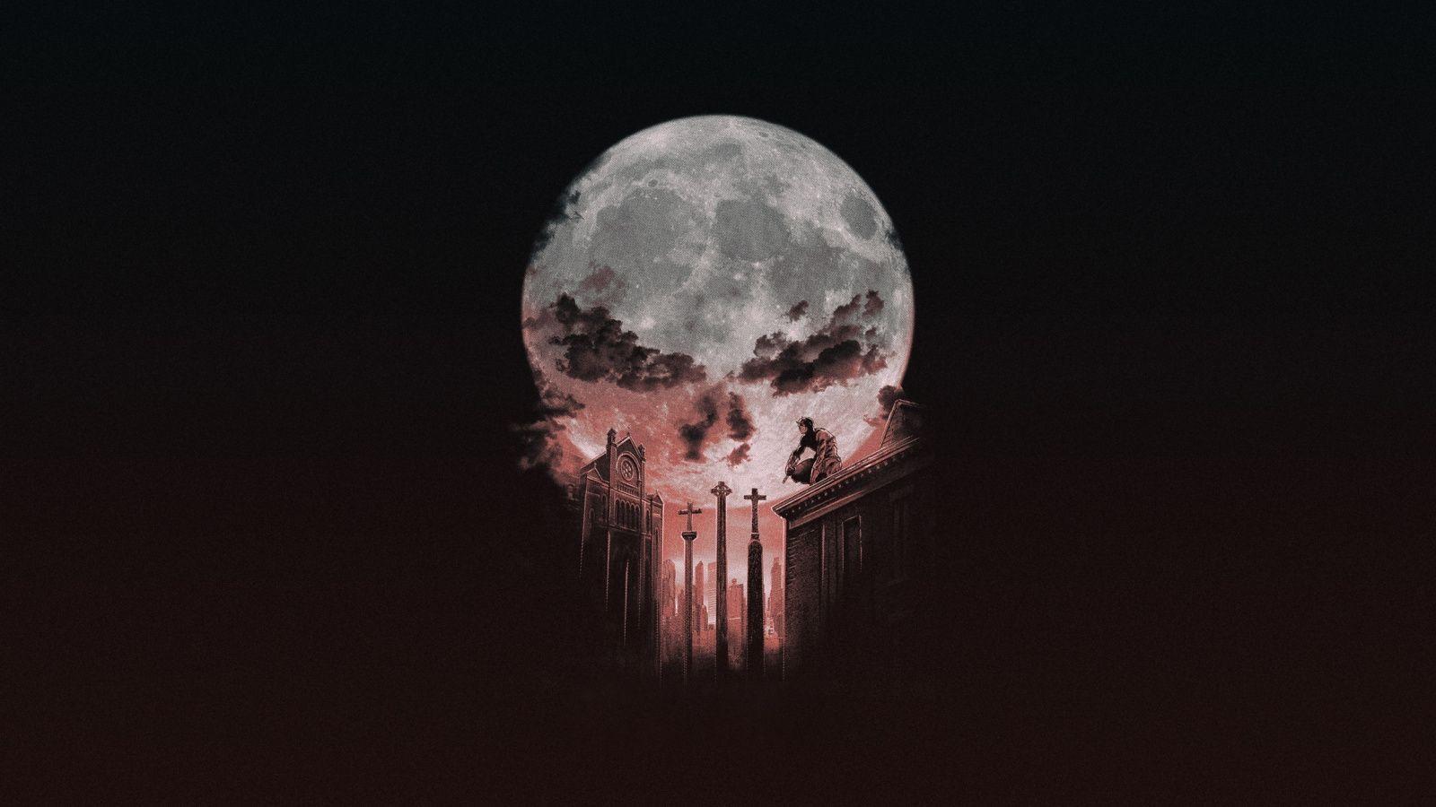 1600x900 Download 1600x900 wallpaper punisher and daredevil, moon, minimal