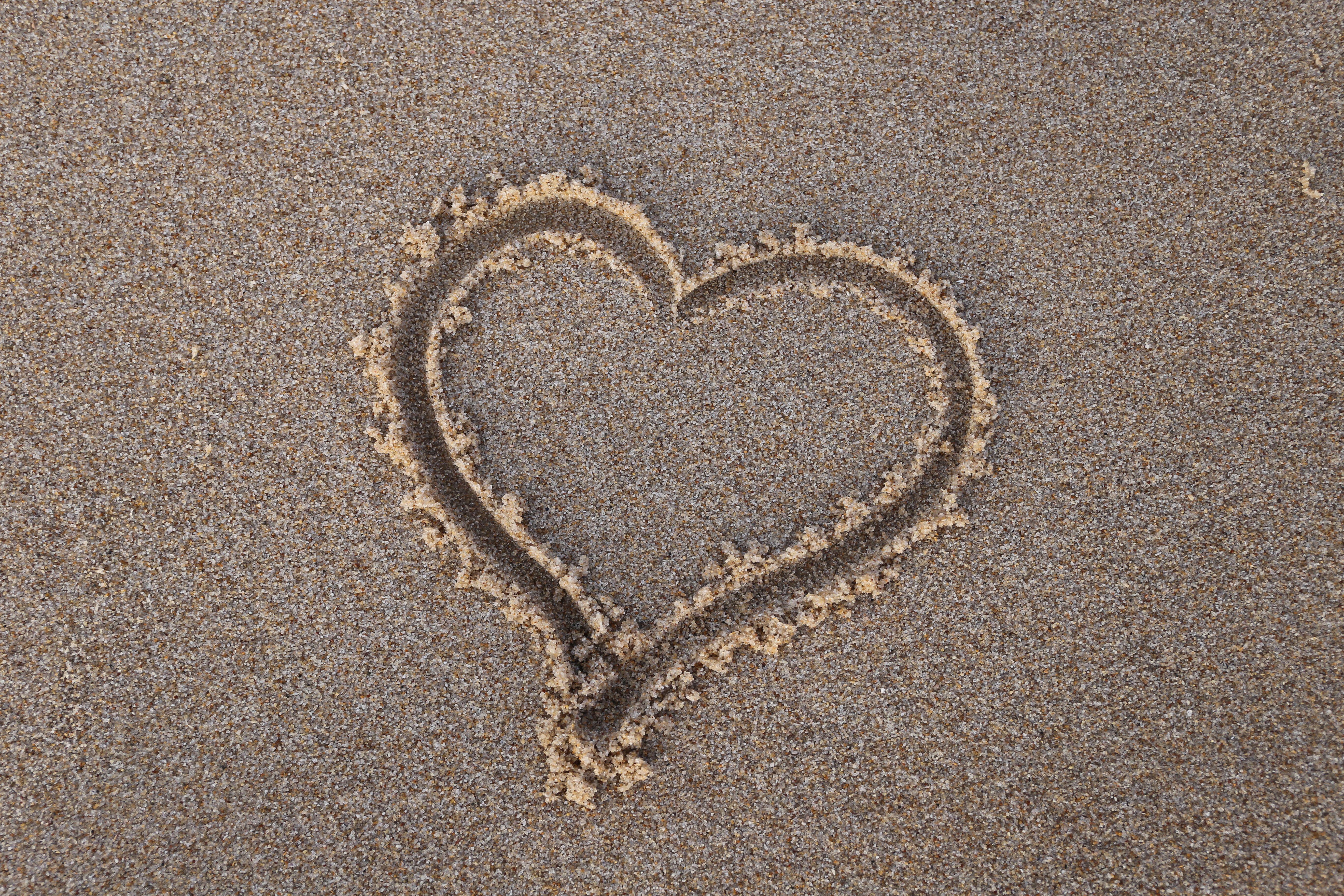 5472x3648 Heart Sand Beach, HD Love, 4k Wallpaper, Image, Background