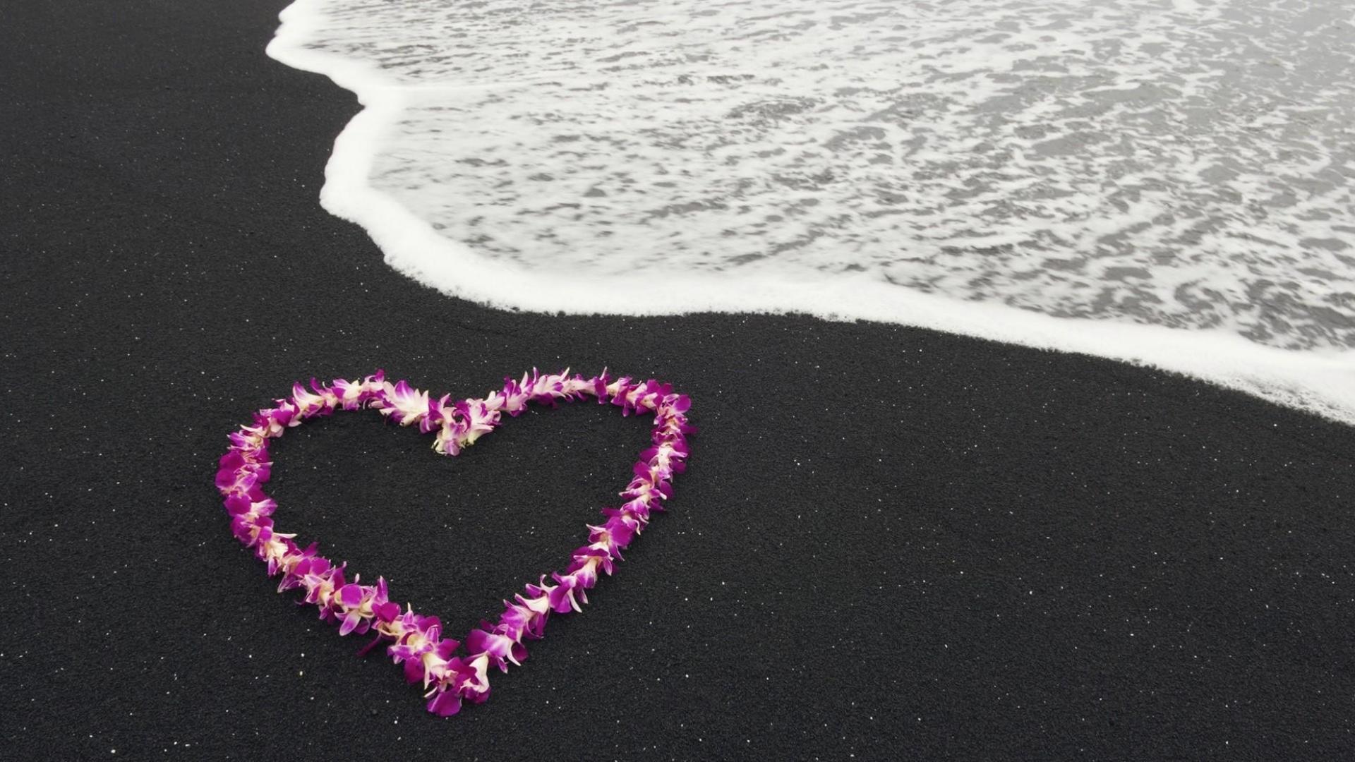 1920x1080 Download 1920x1080 HD Wallpaper petal heart beach romantic