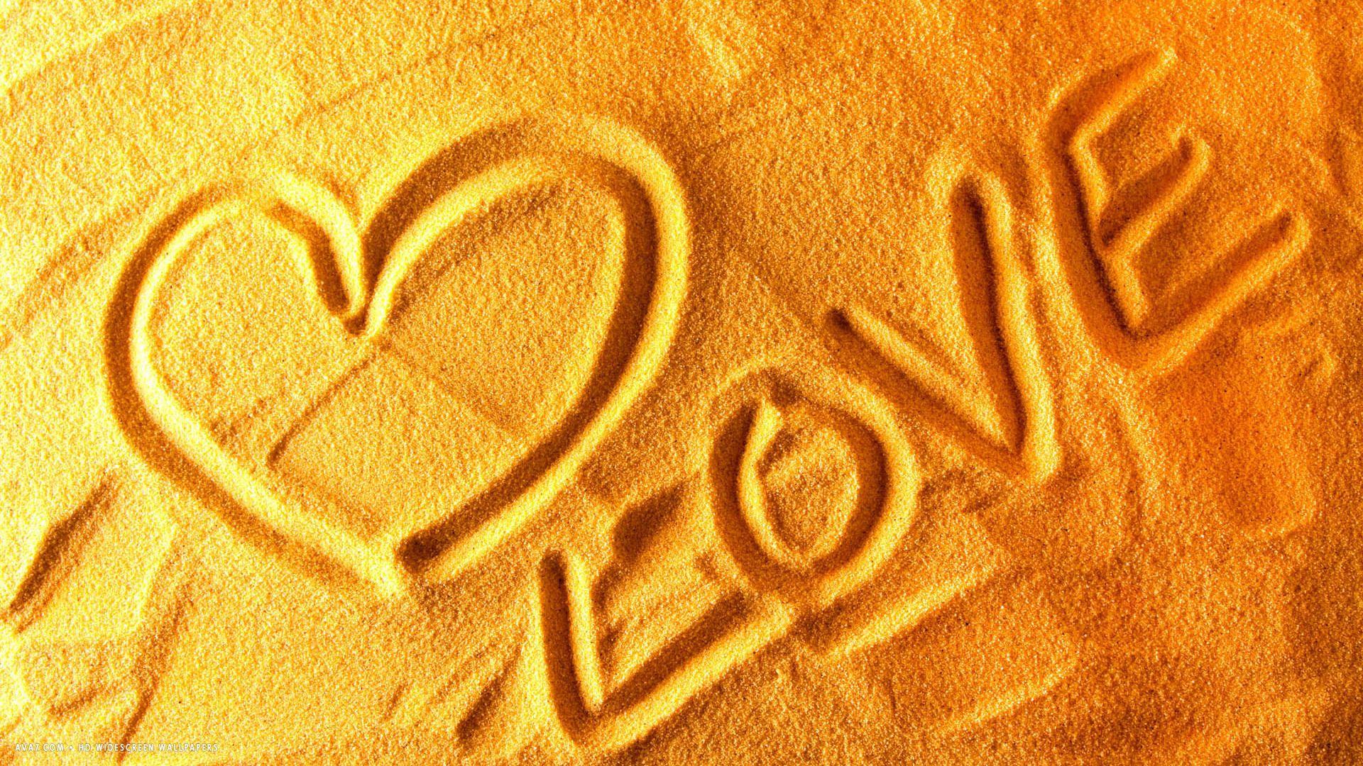 1920x1080 love word letters writing sand heart beach HD widescreen wallpaper